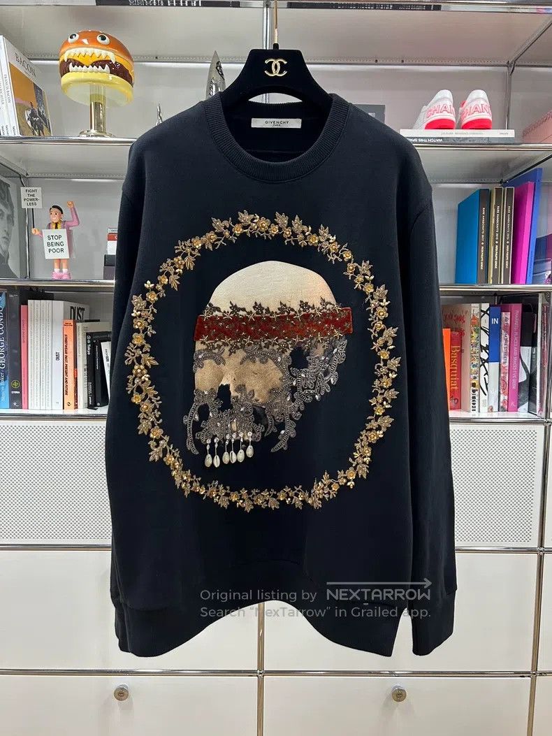 Givenchy Black Printed Stud Embroidered Hoodie
