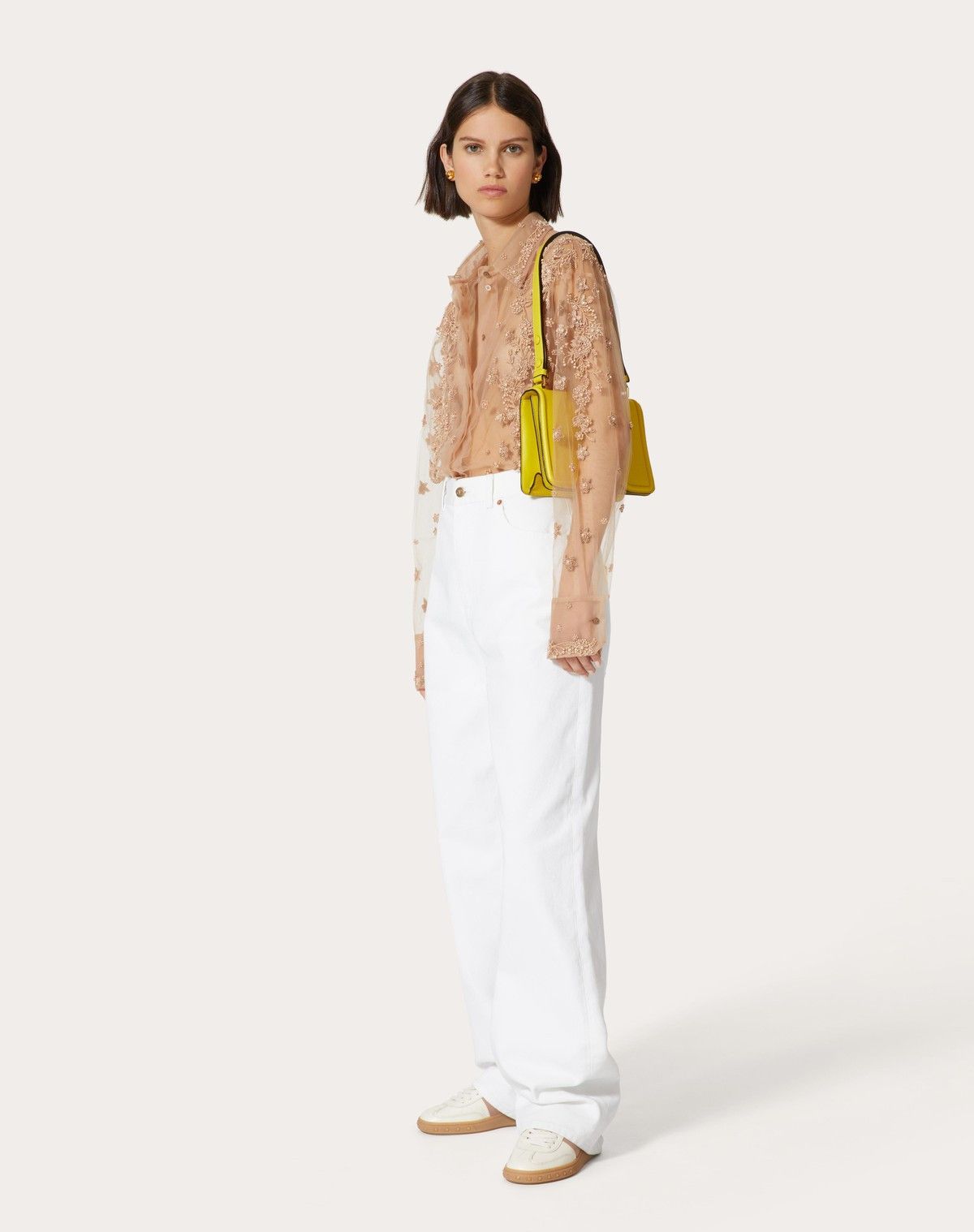 Valentino o1s1wg110525 Embroidered Tulle Illusione Shirt in Multicolor Size M / US 6-8 / IT 42-44 - 2 Thumbnail