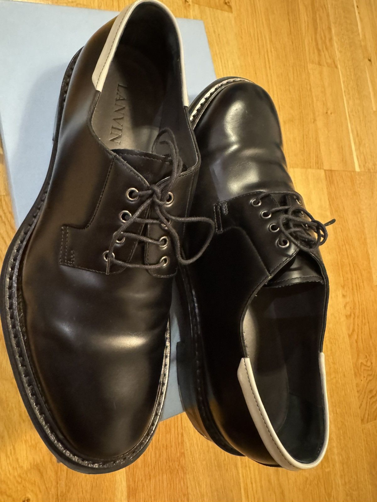 Lanvin Lanvin black leather lace up derby shoes Size US 10 / EU 43 - 3 Thumbnail
