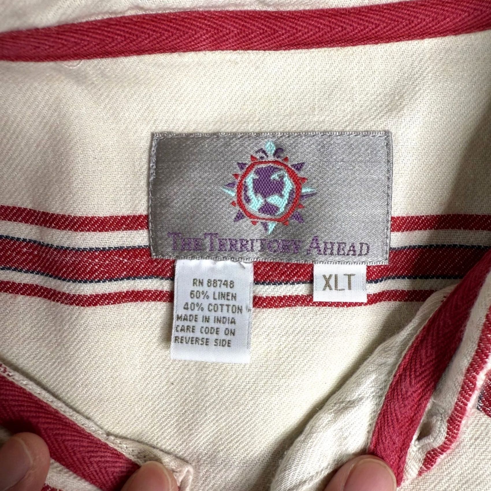 The Territory Ahead Territory Ahead Shirt Striped Button-Down Short Sleeve Red XLT Mens Unisex? Size US XL / EU 56 / 4 - 2 Thumbnail