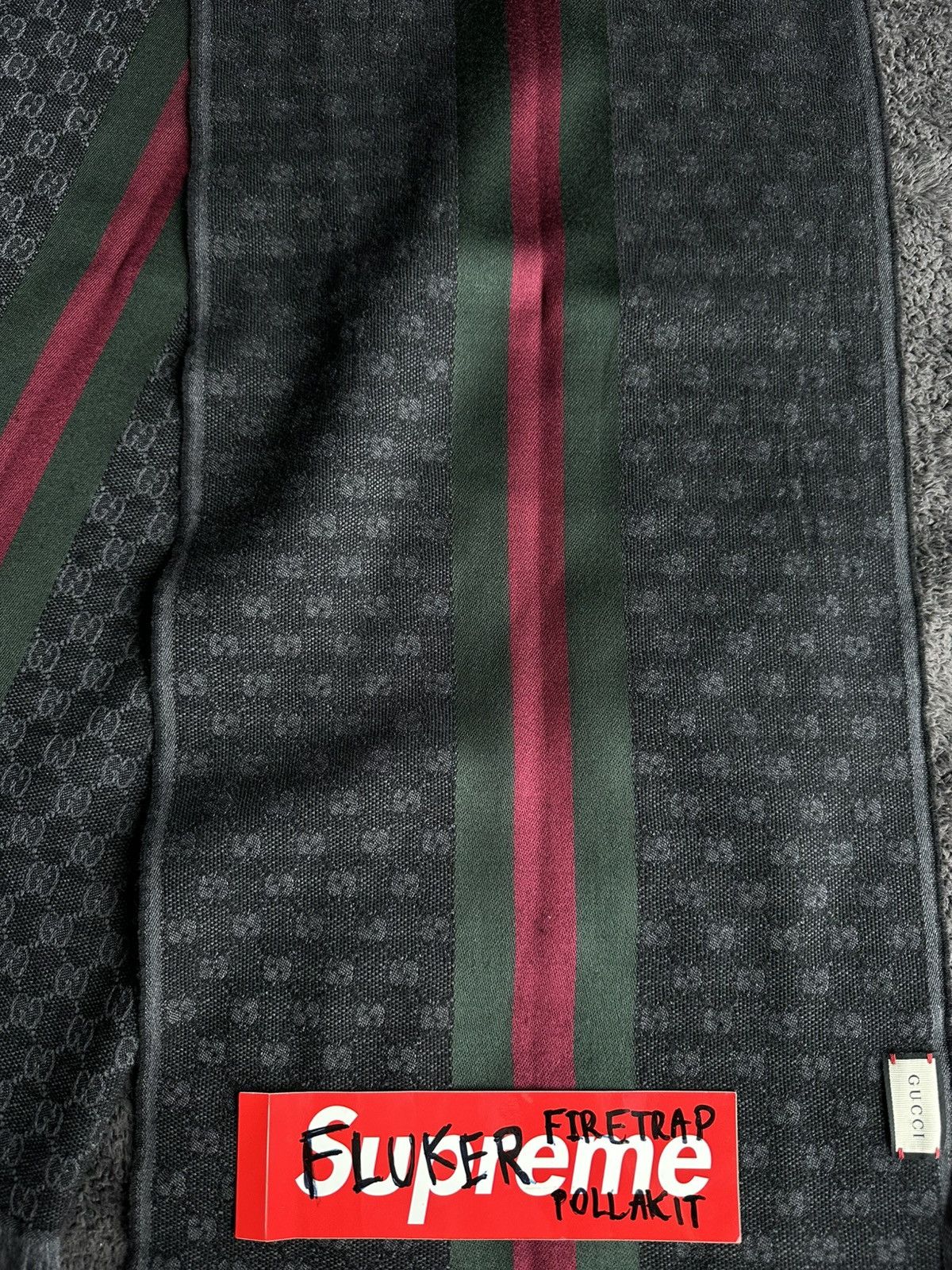 Gucci GUCCI Jacquard GG Supreme Scarf Black Size ONE SIZE - 5 Thumbnail