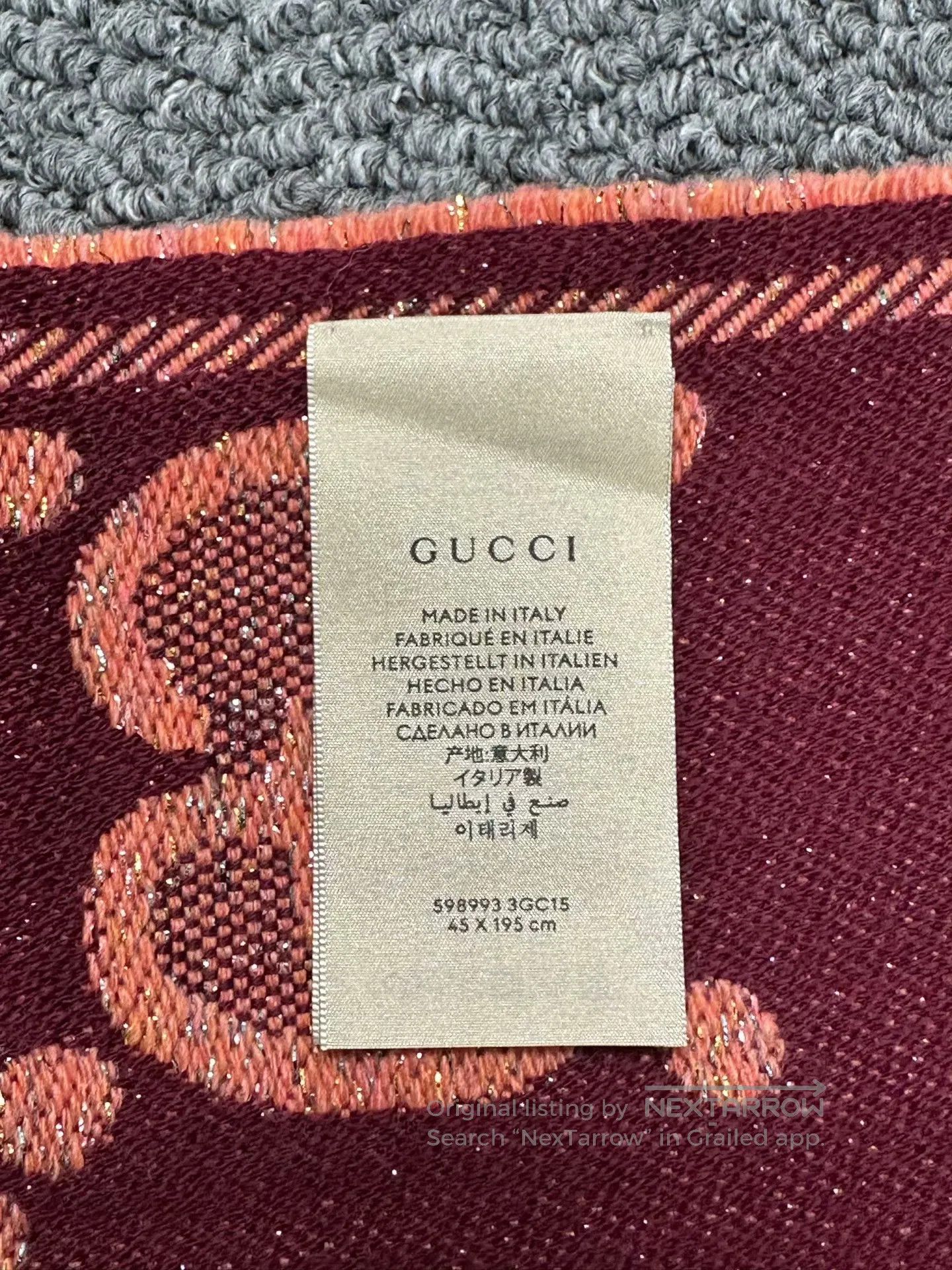 Gucci Guicci Pink and red color block old flower print cashmere Size ONE SIZE - 5 Thumbnail