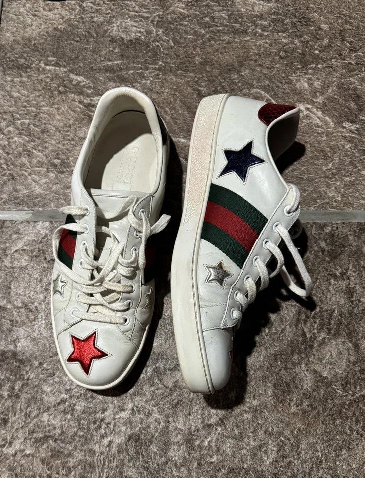 Gucci Gucci Ace Sneakers White 9.5 Stars Low Tops 452502 Size US 9.5 / EU 42-43 - 3 Thumbnail