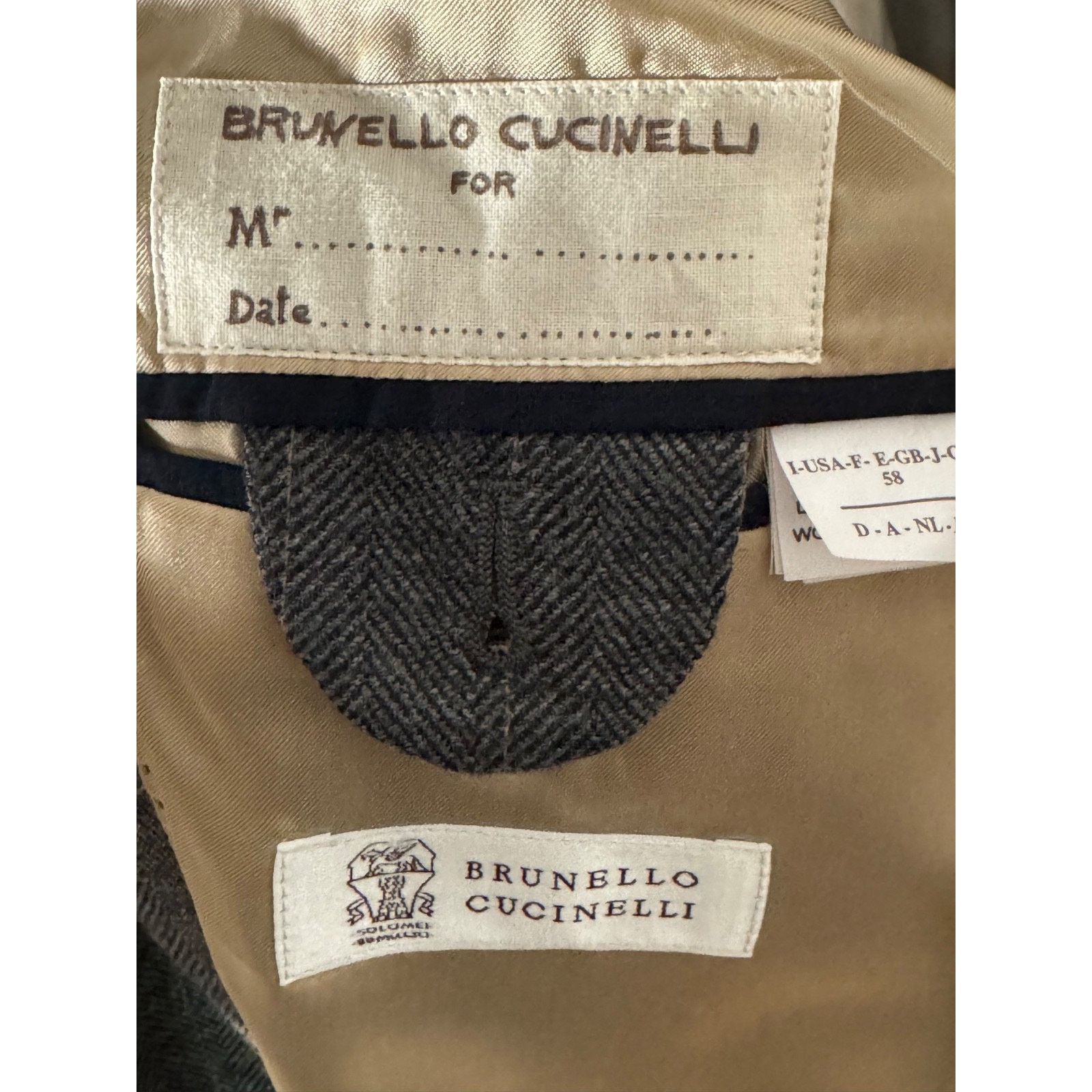 Brunello Cucinelli Brunello Cucinelli Herringbone deconstructed blazer 56IT 46R Size 46R - 2 Thumbnail