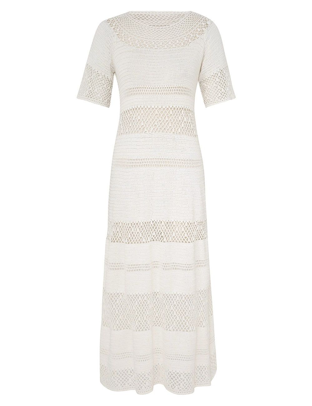 Zimmermann oc11z0525 Ottie Crochet Midi Dress in Ivory Size L / US 10 / IT 46 - 1 Thumbnail