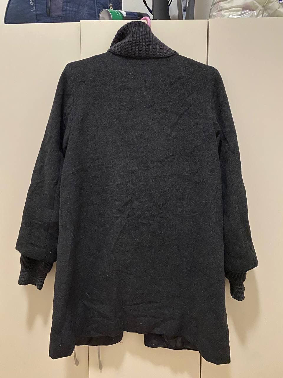 Designer × agnes b. Agnes B. Black Laine Wool Overcoat Size S / US 4 / IT 40 - 2 Thumbnail