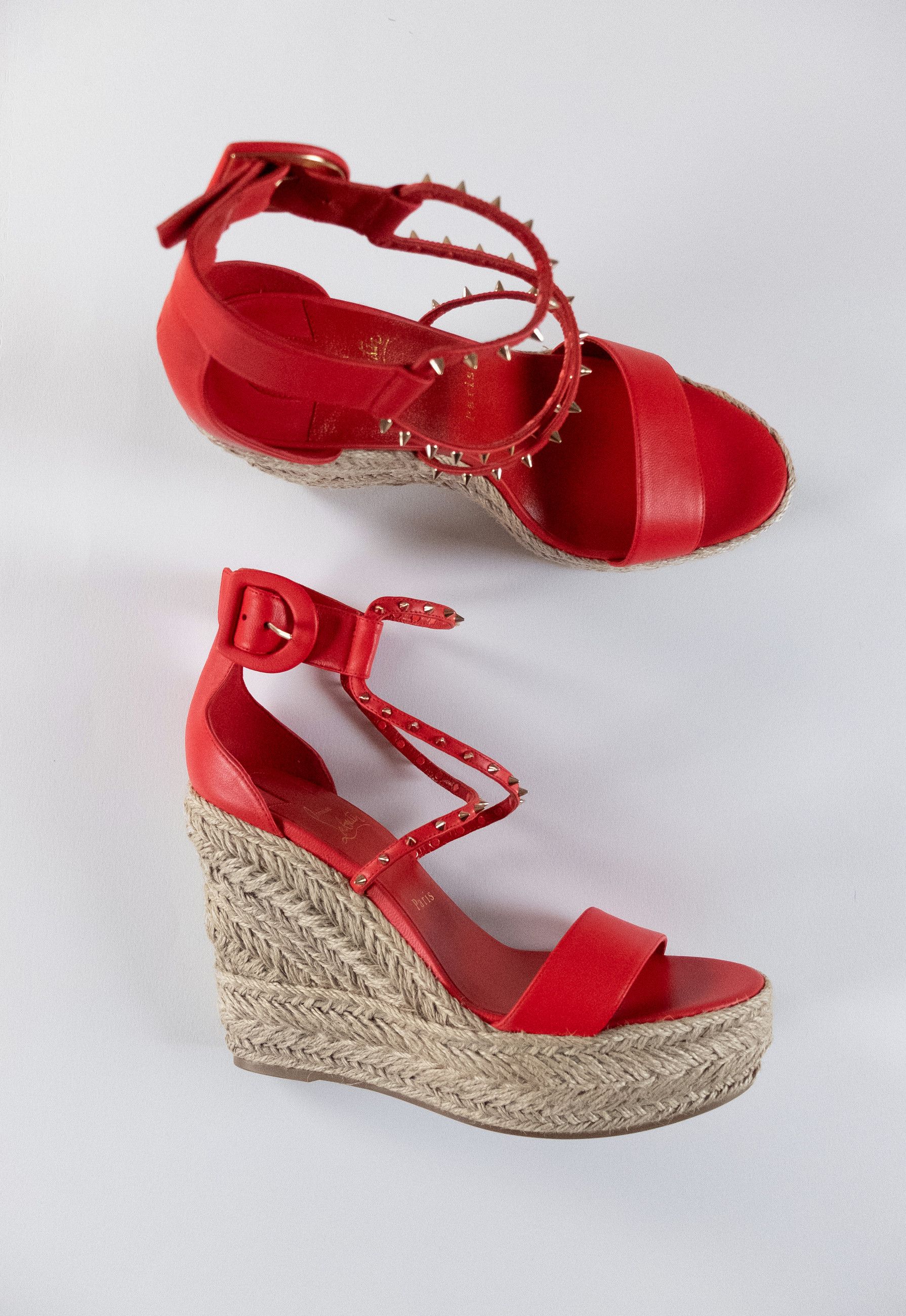 Christian Louboutin CHRISTIAN LOUBOUTIN Chocazeppa Spikes red espadrille sandals Size US 11 / IT 41 - 5 Thumbnail