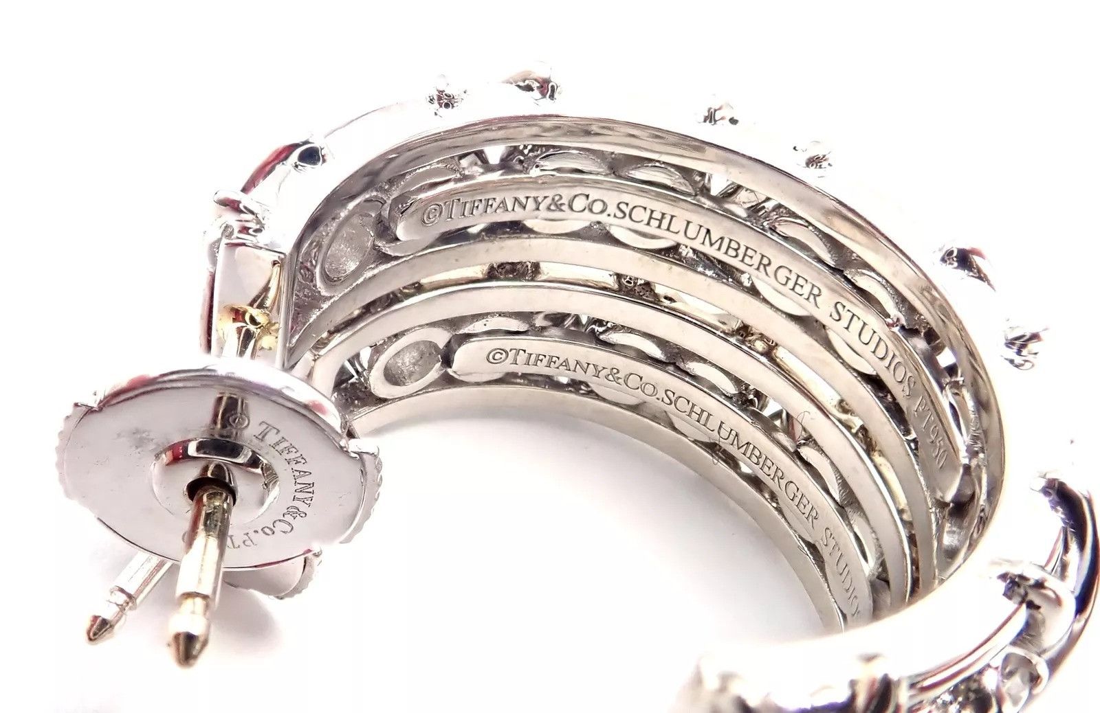 Tiffany & Co Stones Platinum Diamond Hoop Earrings