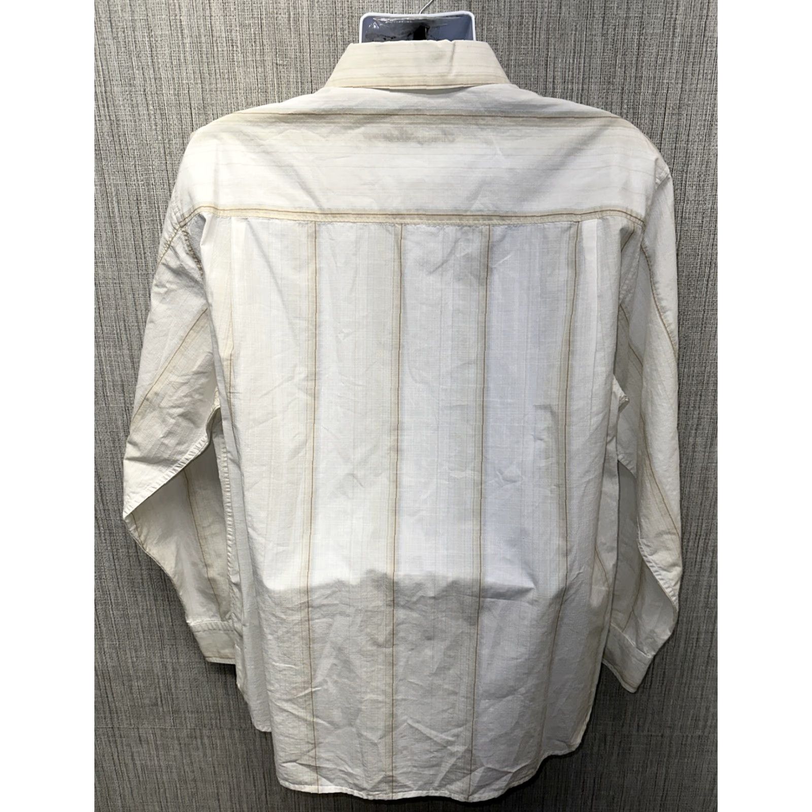 Tommy Bahama Tommy Bahama Shirt Mens XL Beige Cotton Long Sleeve Striped Button-Front Button-Down Collar Shirt Size US XL / EU 56 / 4 - 5 Thumbnail