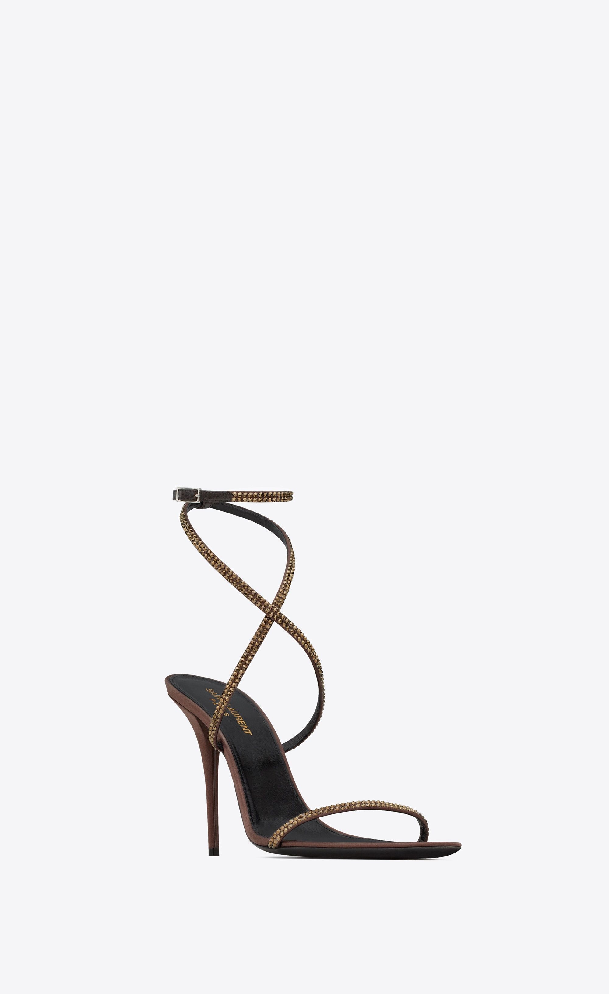 Saint Laurent Paris o1tp1o1224 Ava Sandals in Crepe Satin in Brown Size US 9 / IT 39 - 2 Thumbnail