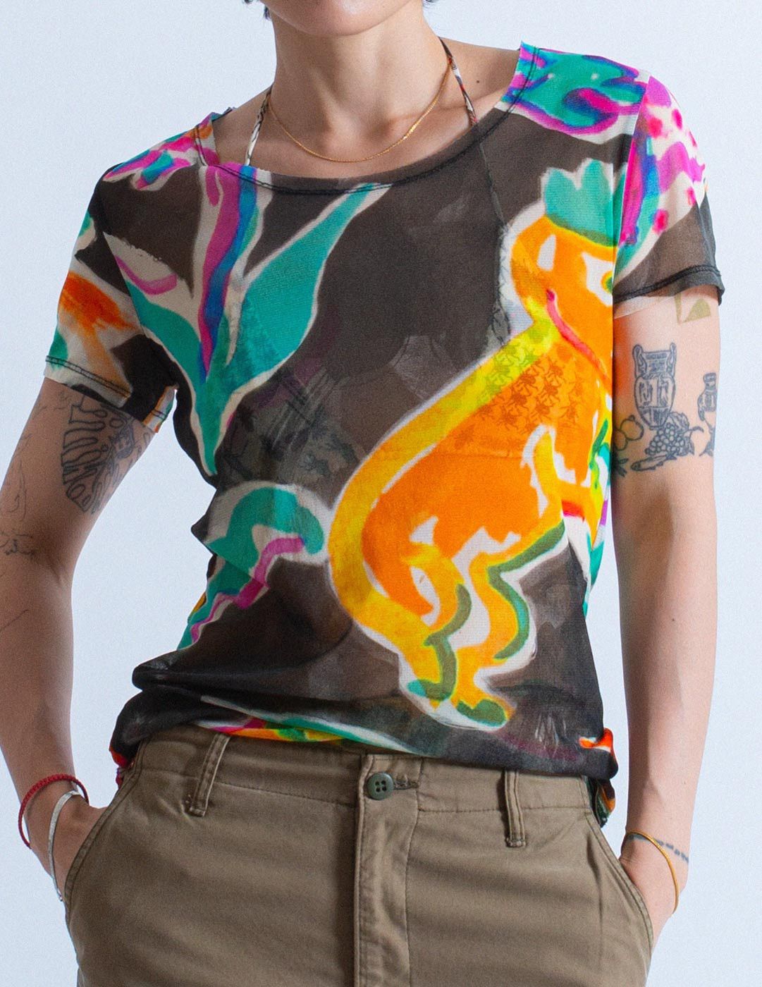 Issey Miyake ISSEY MIYAKE SS2004 MESH BUTTERFLYS TATTOO PRINT TEE