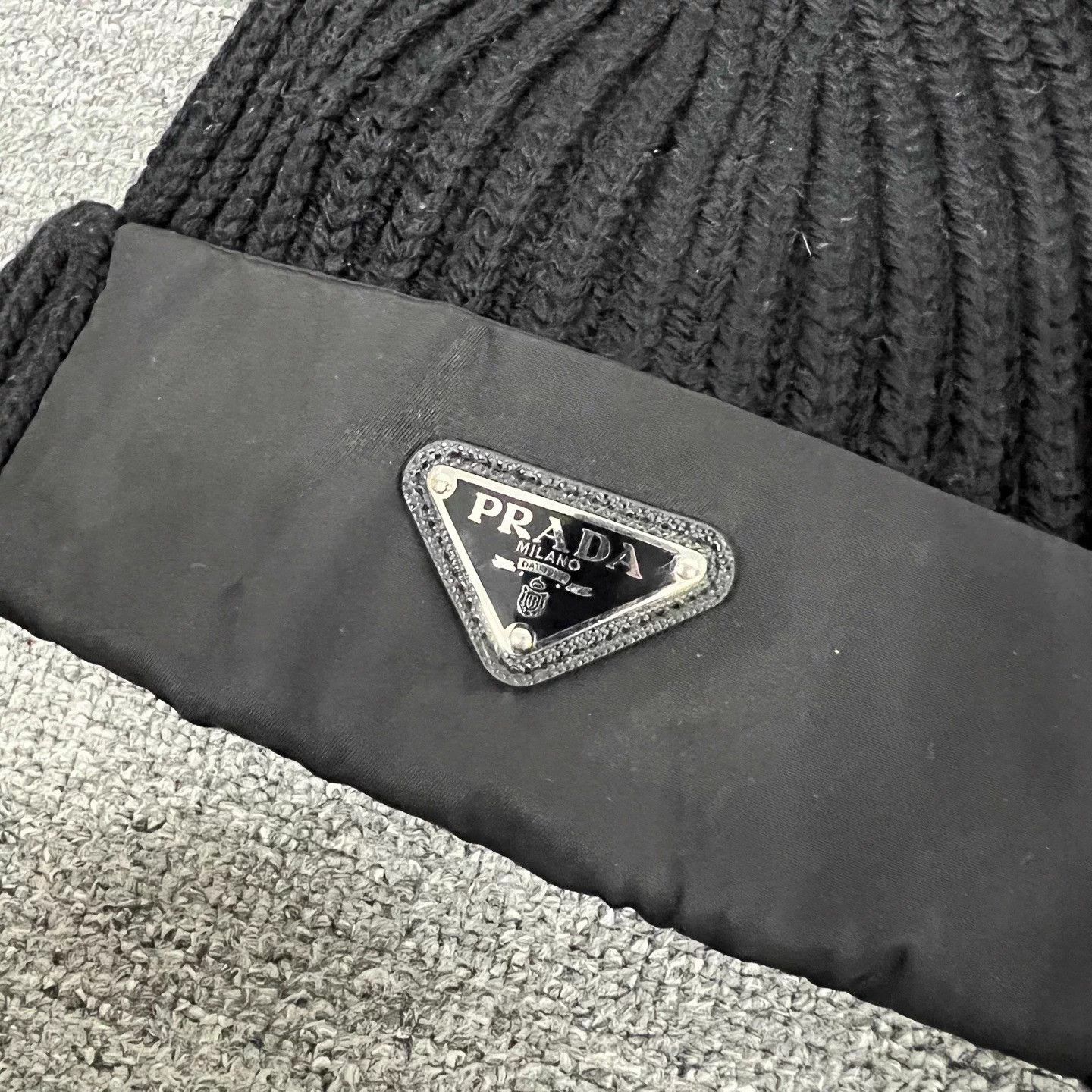 Prada Prada Tri Logo Nylon Panel Beanie S 99 New Unisex Size ONE SIZE - 4 Thumbnail