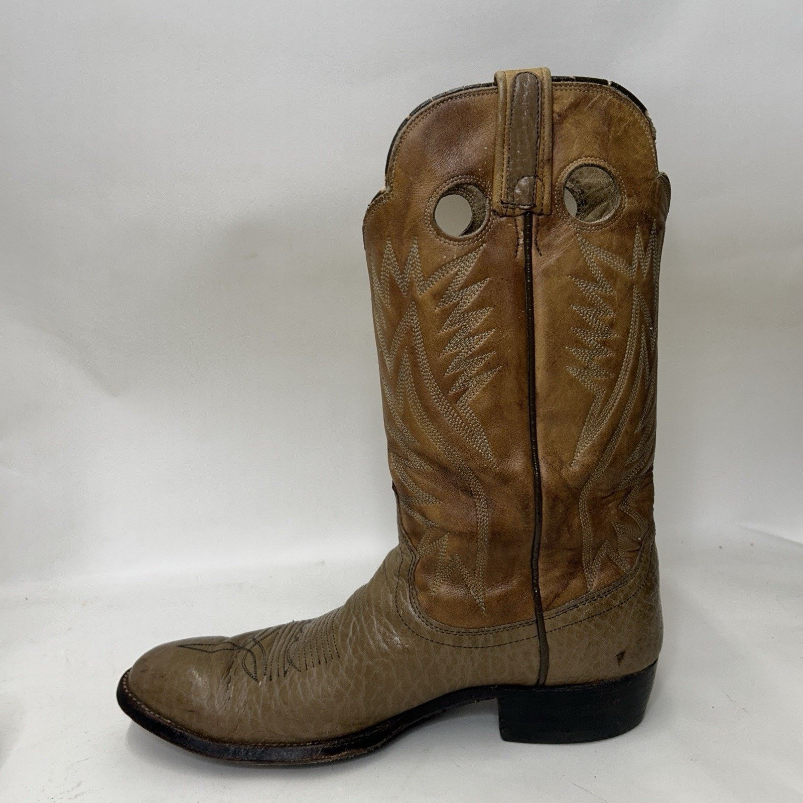 Dan Post Vintage Dan Post Bullhide Cowboy Boots Two-Tone “Tan” Size US 11 / EU 44 - 7 Thumbnail