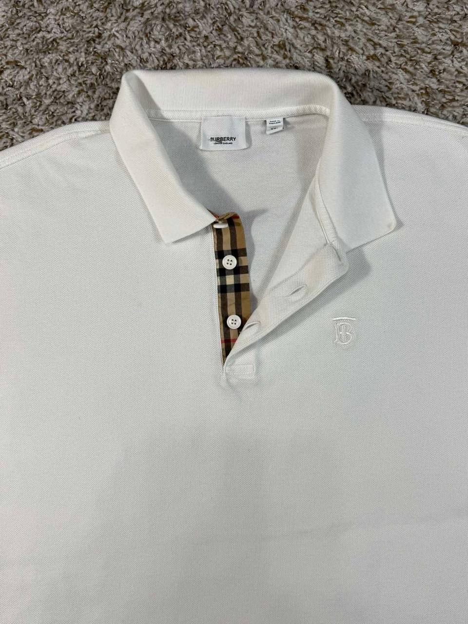 Burberry Burberry London Plaid White Short Sleeve Polo Shirt Size US XXL / EU 58 / 5 - 4 Thumbnail