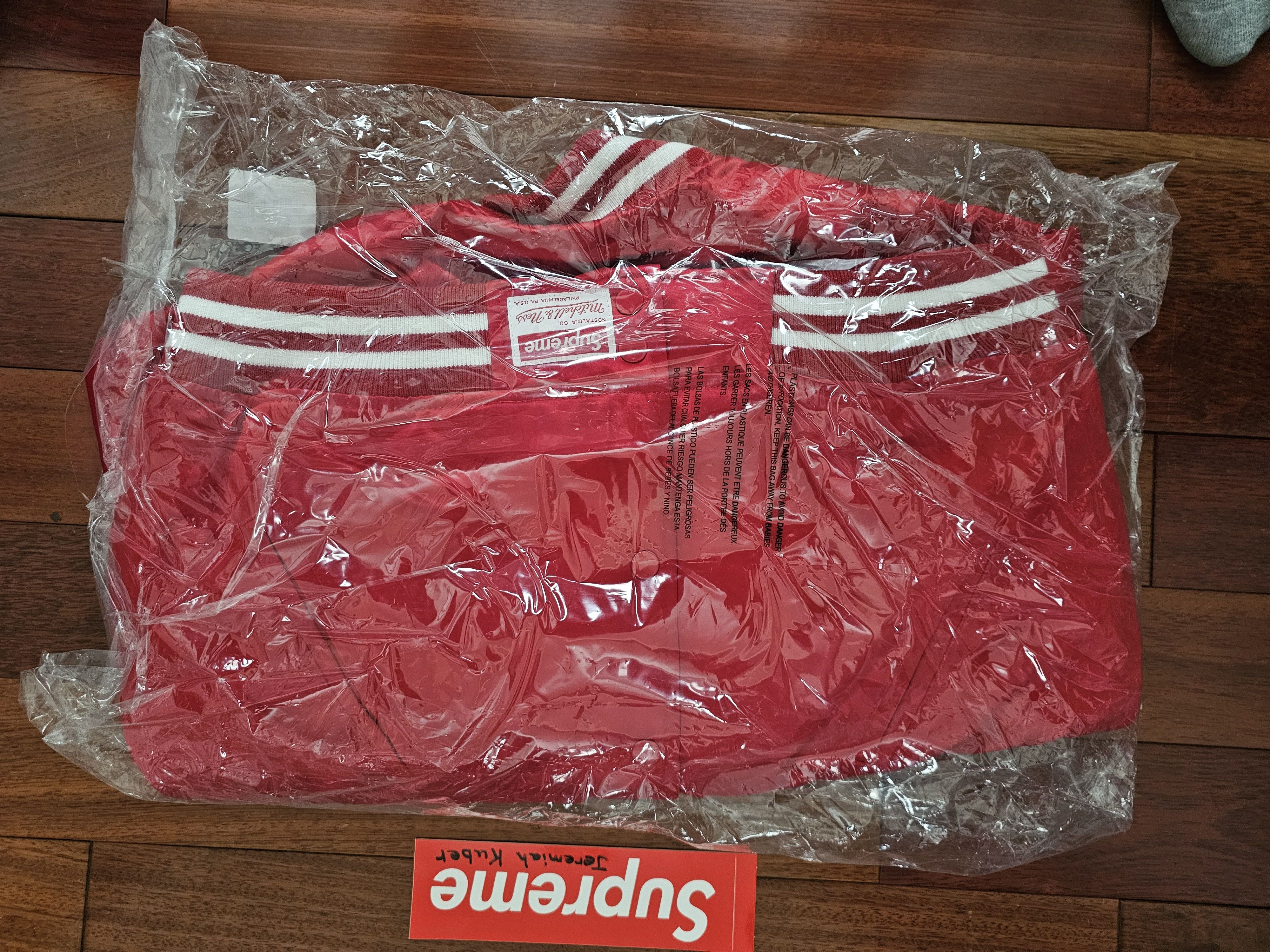 Supreme Supreme Red Satin Mitchell & Ness Varsity Jacket FW24 Size US S / EU 44-46 / 1 - 6 Thumbnail
