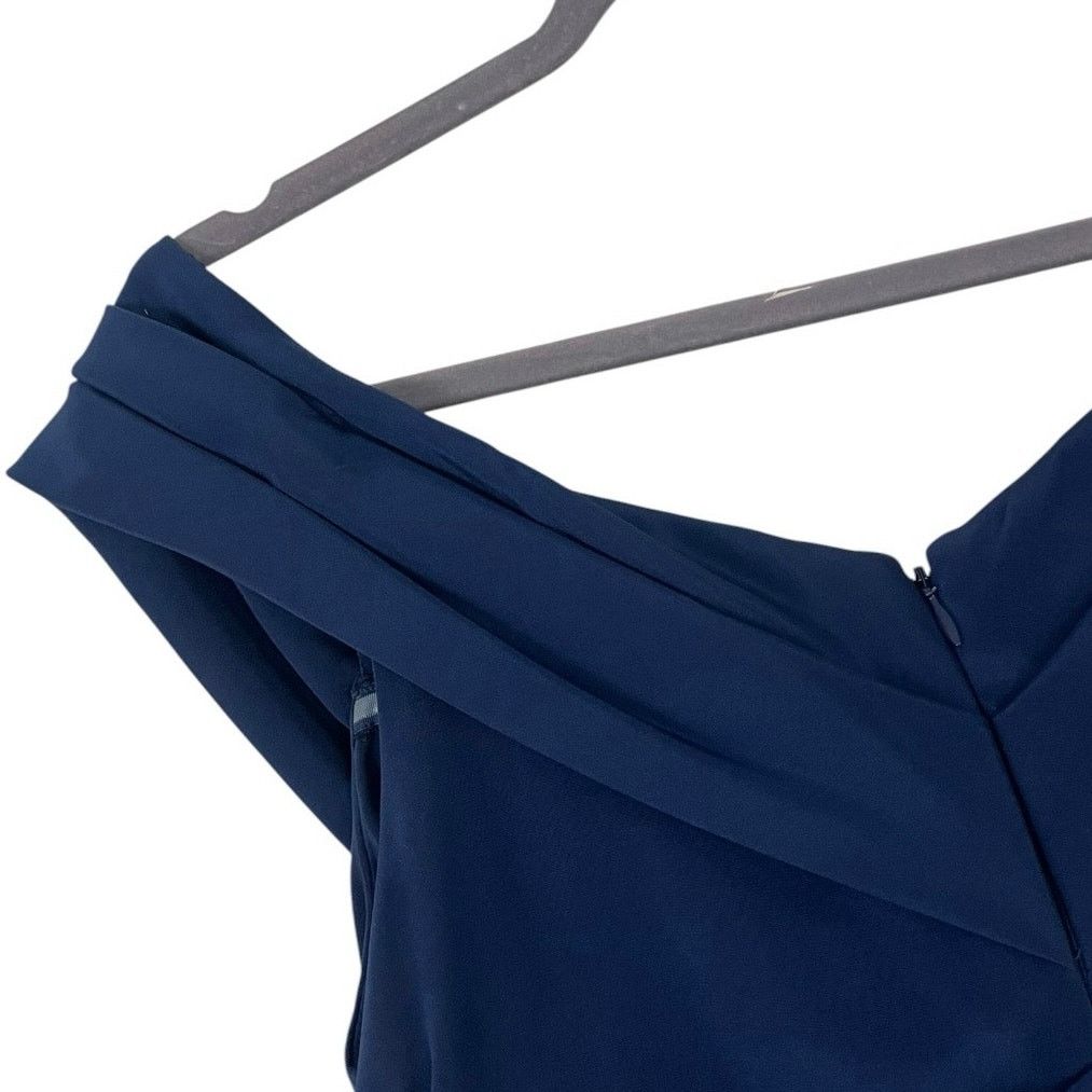 Nicole Miller Nicole Miller Blue Draped Cowl Neck Bodycon Mini Dress Size L / US 10 / IT 46 - 7 Thumbnail
