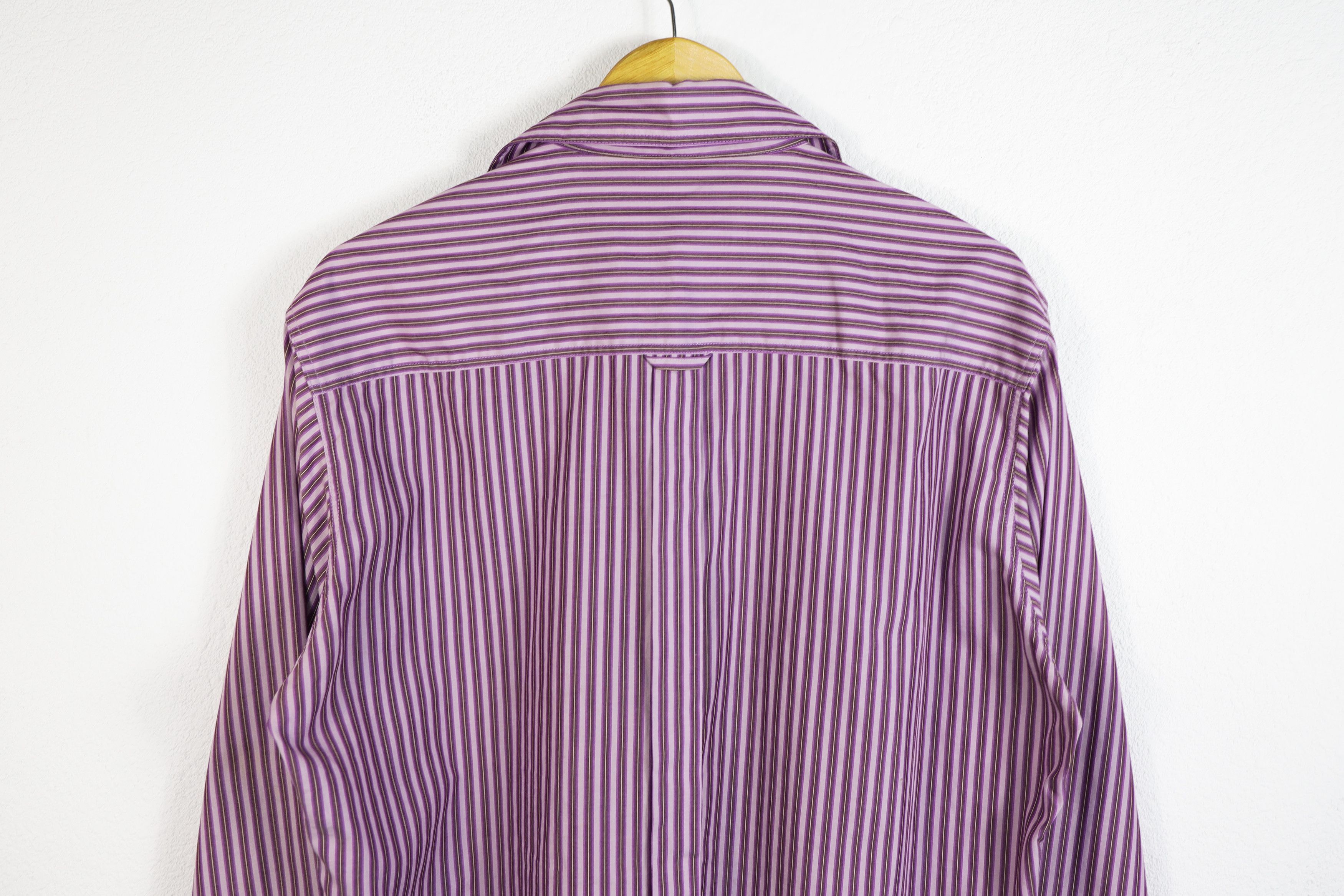 Dolce & Gabbana Dolce & Gabbana Pocket Logo Tab Purple Striped Shirt L Size US L / EU 52-54 / 3 - 10 Thumbnail