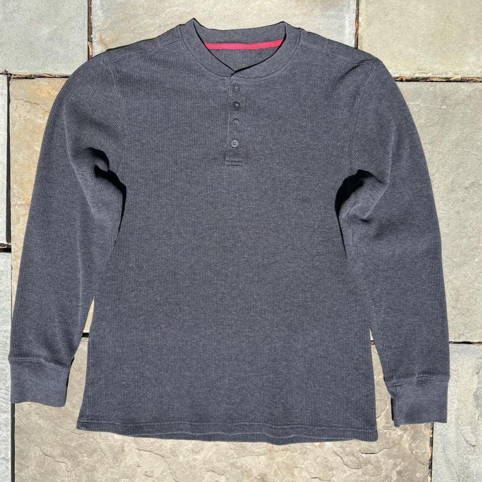 Jockey Neo Vintage Y2K Dark Grey Heather Waffle Knit Thermal Henley Size US M / EU 48-50 / 2 - 1 Thumbnail