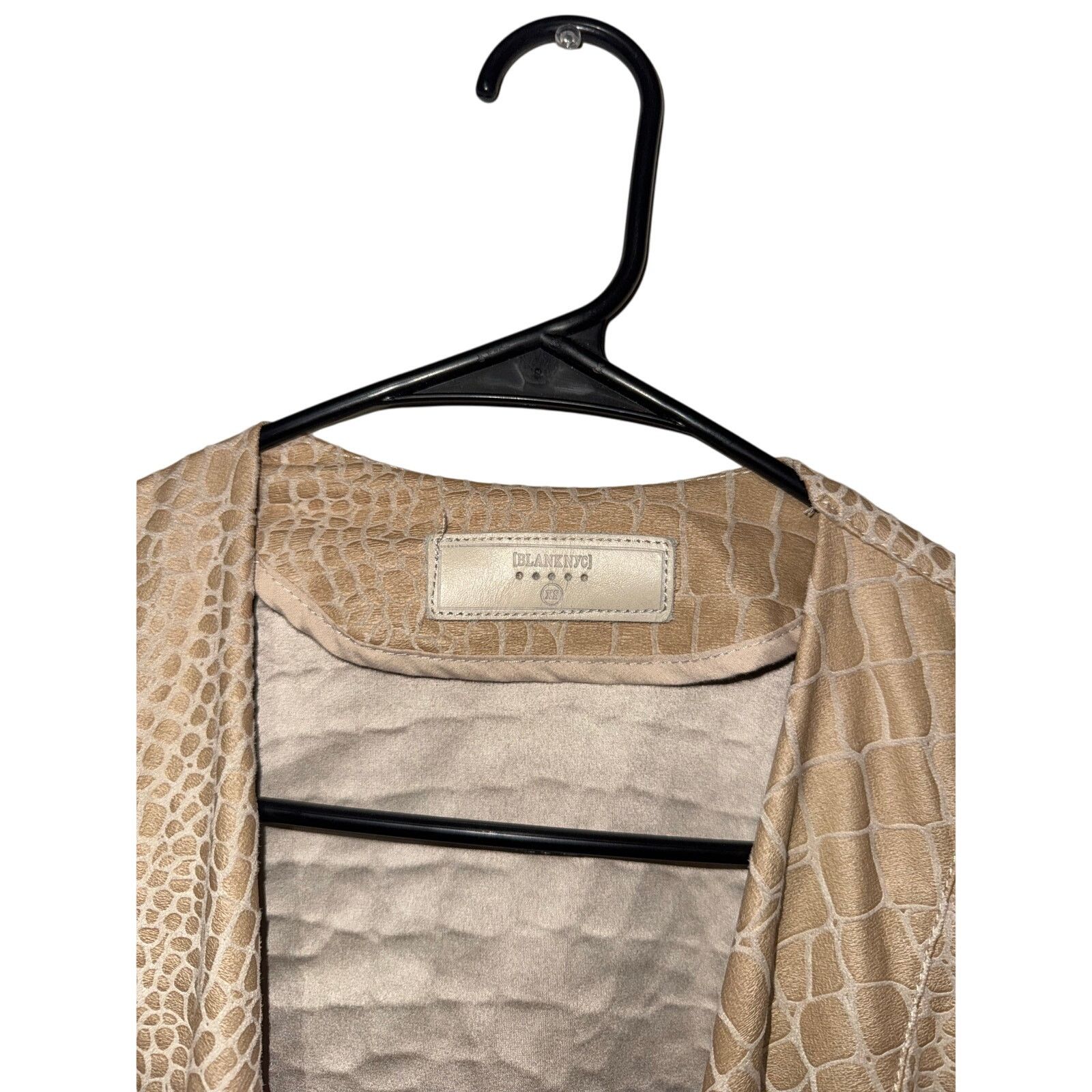 BLANKNYC Blank NYC Tan Croc Embossed Faux Leather Blazer - XS Size XS / US 0-2 / IT 36-38 - 3 Thumbnail