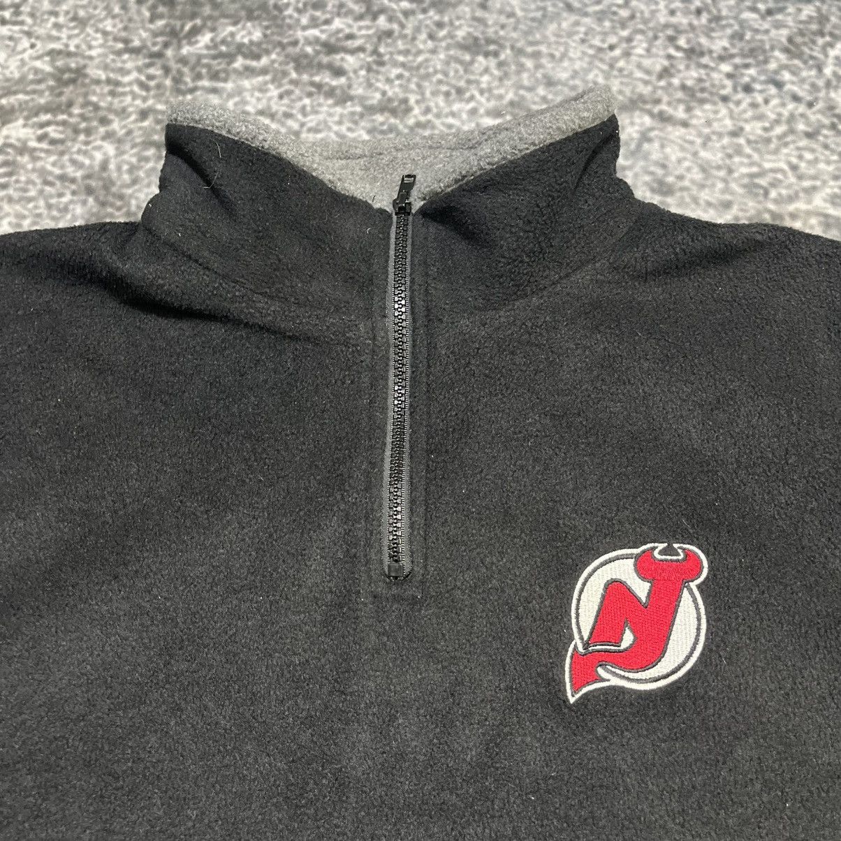Majestic VINTAGE 90s NEW JERSEY DEVILS BLACK 1/4 ZIP FLEECE SWEATER Size US L / EU 52-54 / 3 - 4 Thumbnail