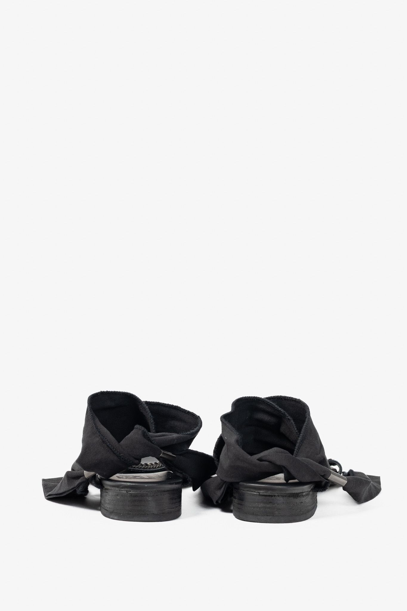 Annette Gortz Annette Gortz Black Chain & Bead-Embellished Tie Sandals Size US 9.5 / IT 39.5 - 4 Thumbnail