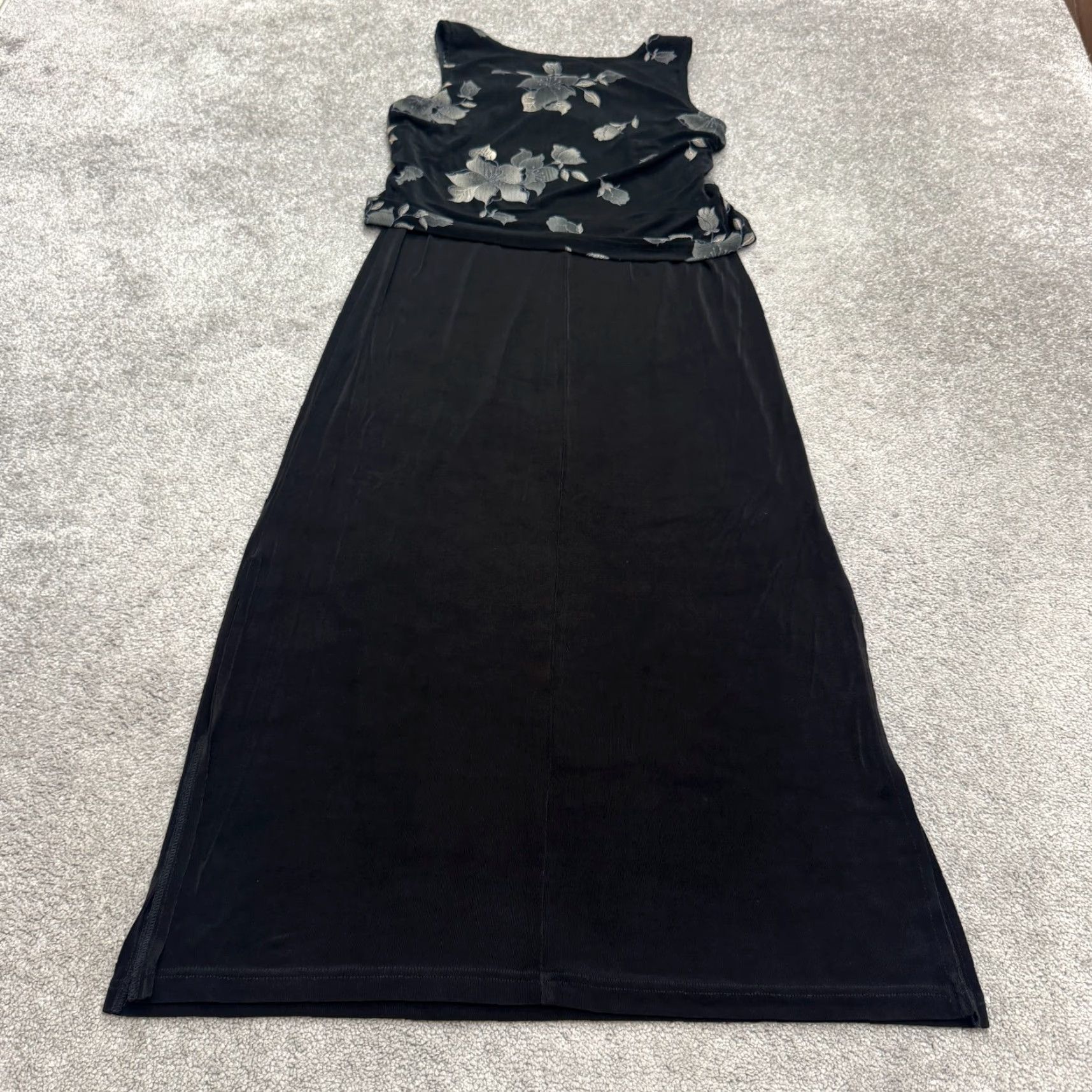 Coldwater Creek Coldwater Creek Velvet Maxi Dress Womens 12 Black Sleeveless Floral Overlay Boho Size XL / US 12-14 / IT 48-50 - 2 Thumbnail