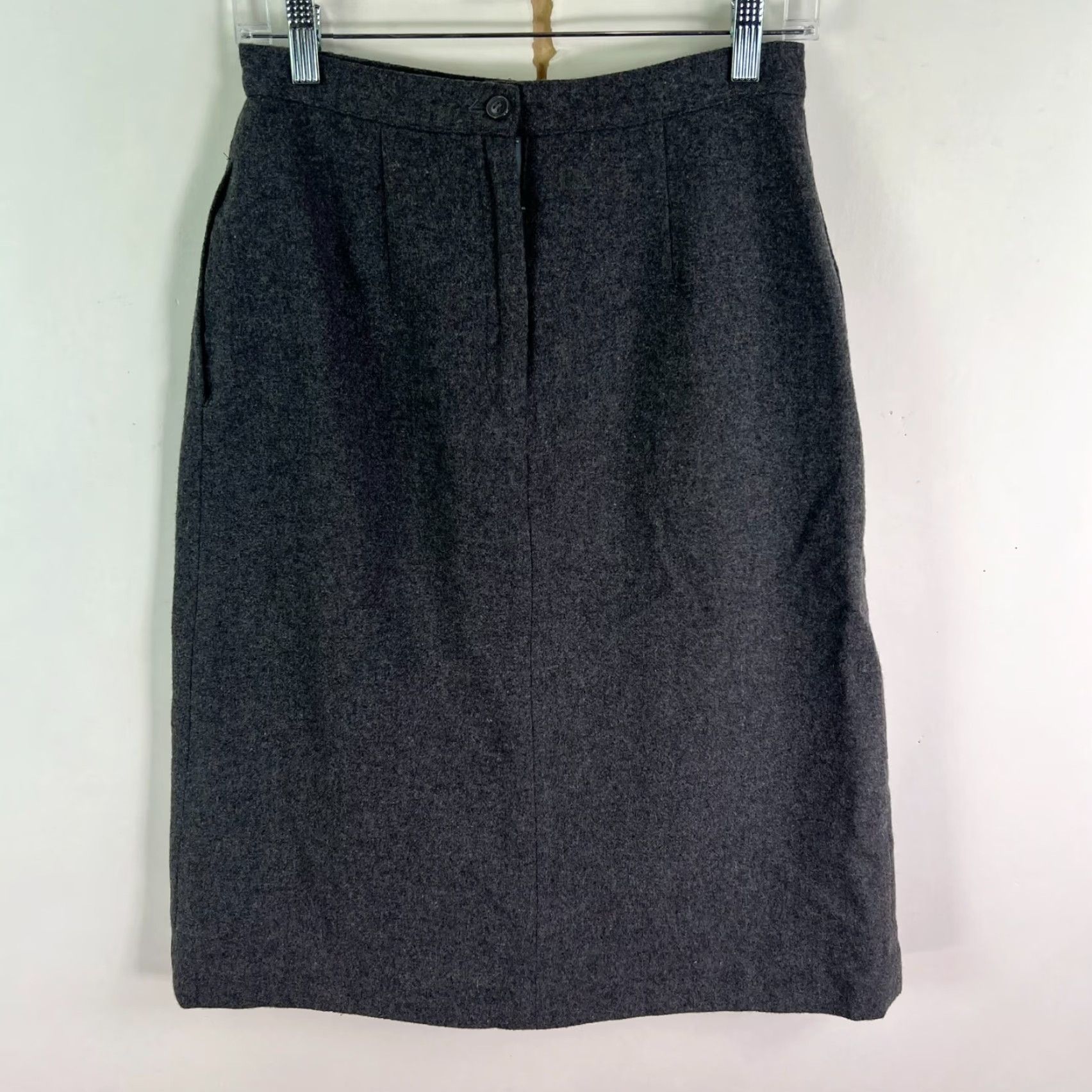 Vintage VINTAGE Michel Laurent Wool Blend Knee Length A-Line Skirt Womens Size 9 Gray Pockets 90s Size 30" / US 8 / IT 44 - 4 Thumbnail
