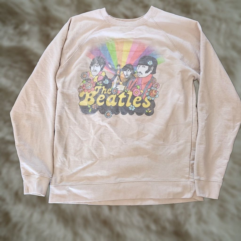 Vintage The Beatles Sweatshirt Pullover Beige Size M Unisex Adults Oversized Rock 60s Psychedelic Style Size M / US 6-8 / IT 42-44 - 1 Thumbnail