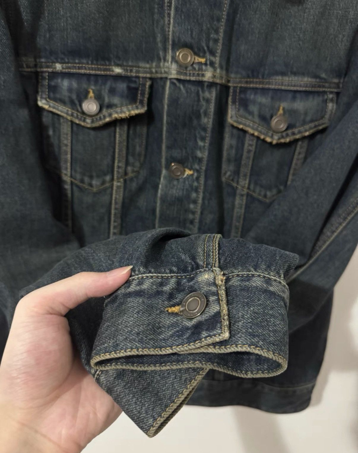 Yves Saint Laurent SLP 15SS Runway Vintage Dark Blue Basic Denim Jacket Size US L / EU 52-54 / 3 - 5 Thumbnail