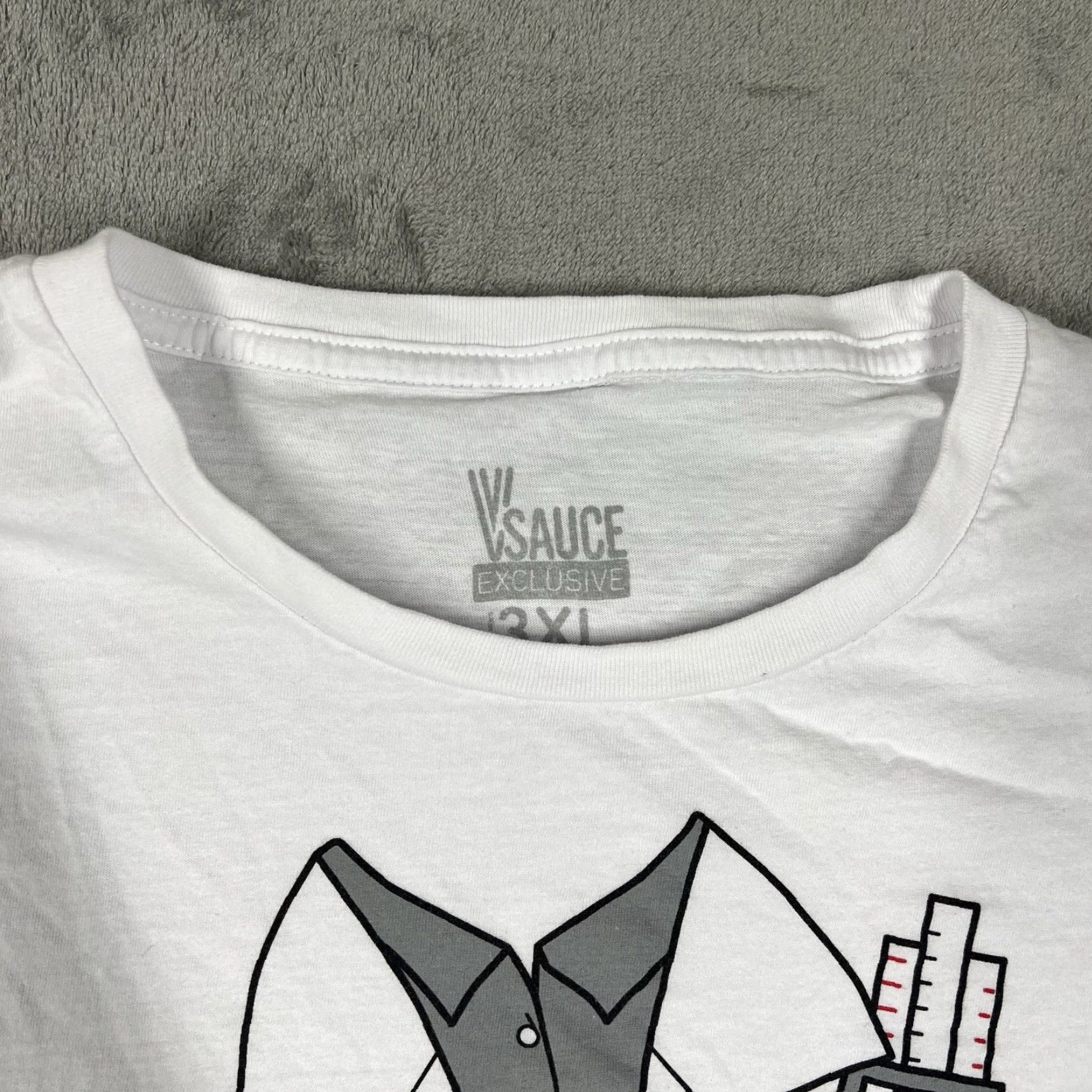 Vintage VSauce Mens T-Shirt 3XL White Cotton Graphic Print Coat Scientist Logo Crew Neck Short Sleeve Shirt Regular Fit Size US XXL / EU 58 / 5 - 7 Thumbnail