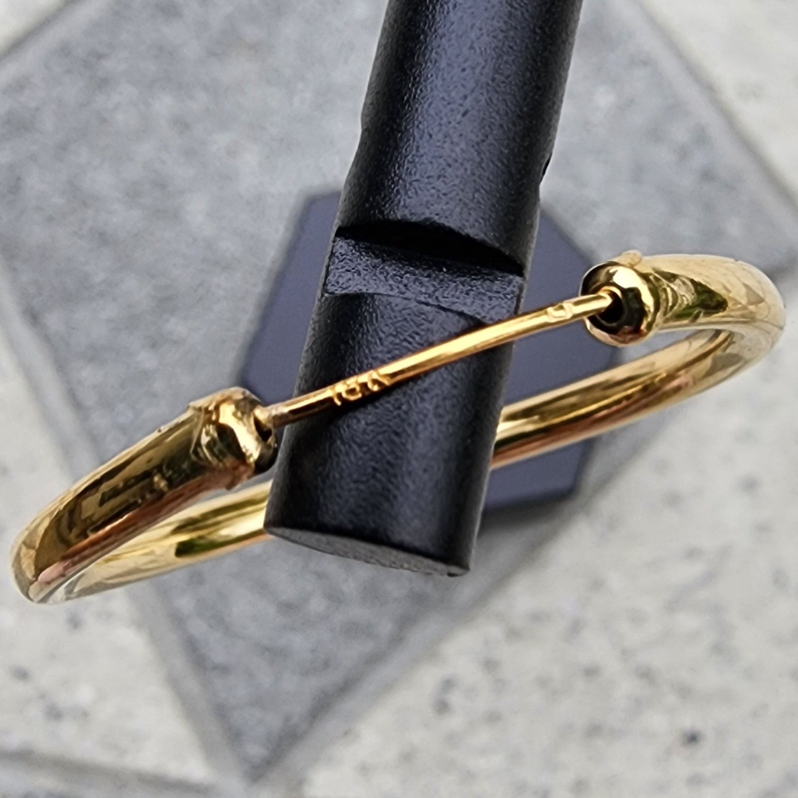 Vintage 18K Yellow Gold Large Diamond Cut Tube Capped Hoop Earrings Size ONE SIZE - 8 Thumbnail