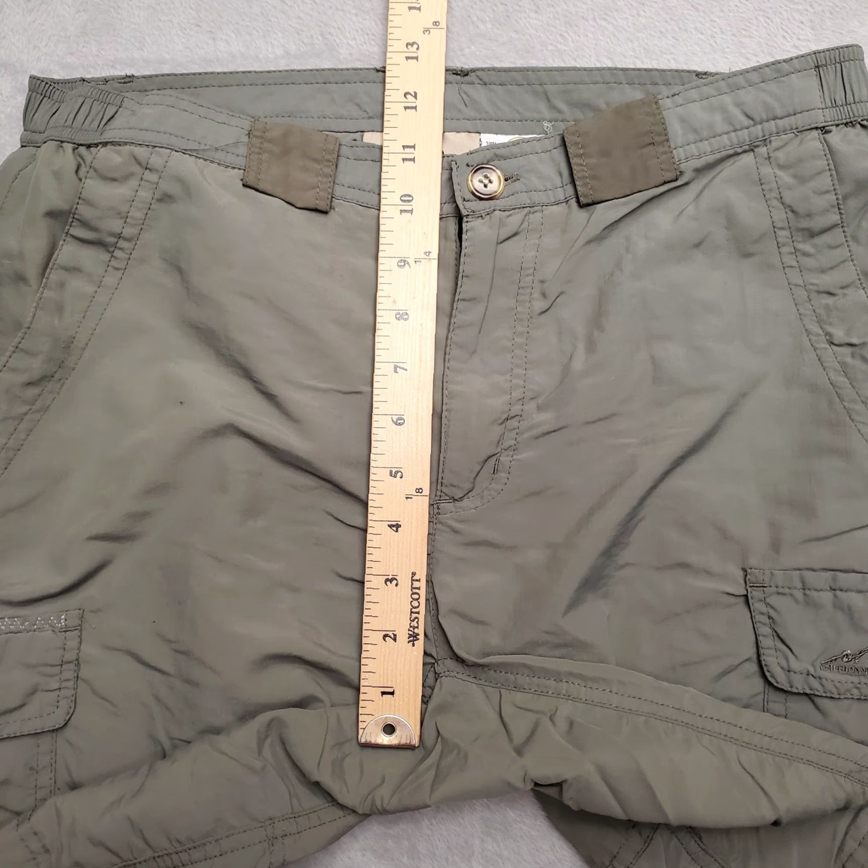 Vintage American Outback Shorts Mens S Green Cargo 100% Nylon Performance Blend Chino Pockets Zip Front Flat Front Casual Outdoor Mens Size US 29 - 7 Thumbnail