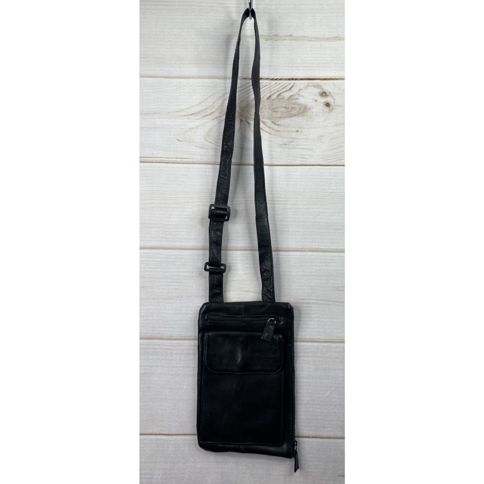 Vintage VINTAGE Hobo International Bag Womens Crossbody Leather Zip Black Small 10in 6in 1in Pebbled Size ONE SIZE - 2 Thumbnail