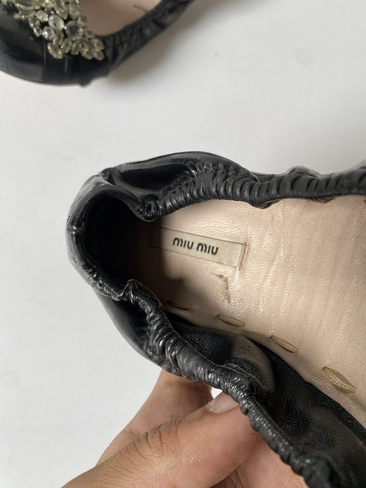 Miu Miu Miu Miu Y2K Archive Crystal-Embellished Scrunch Flats Size US 8.5 / IT 38.5 - 2 Thumbnail