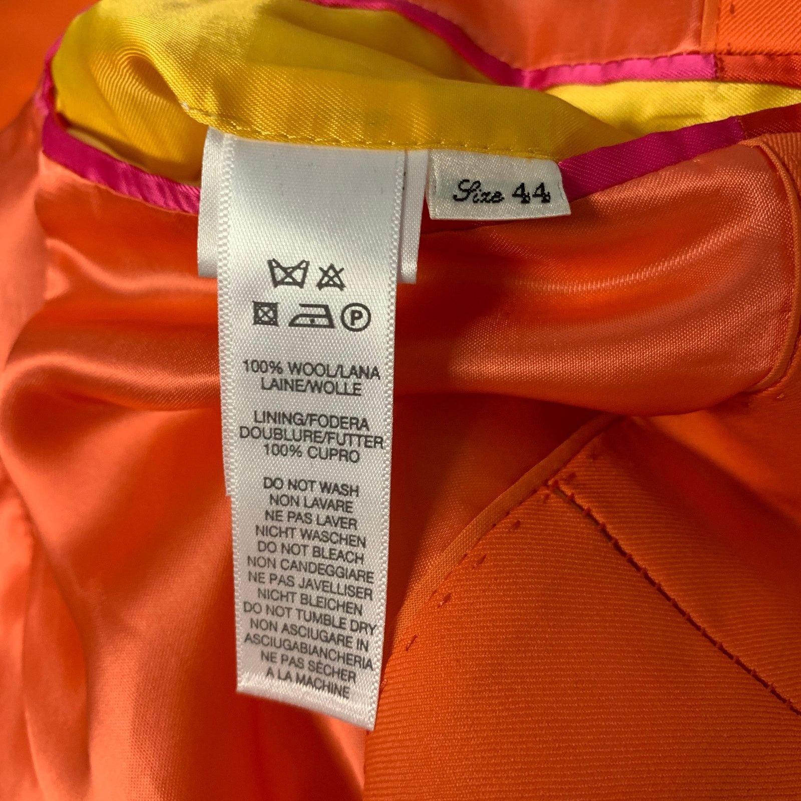 Paul Smith PAUL SMITH 44 Orange Neon Wool Peak Lapel Sport Coat Size 44R - 7 Thumbnail