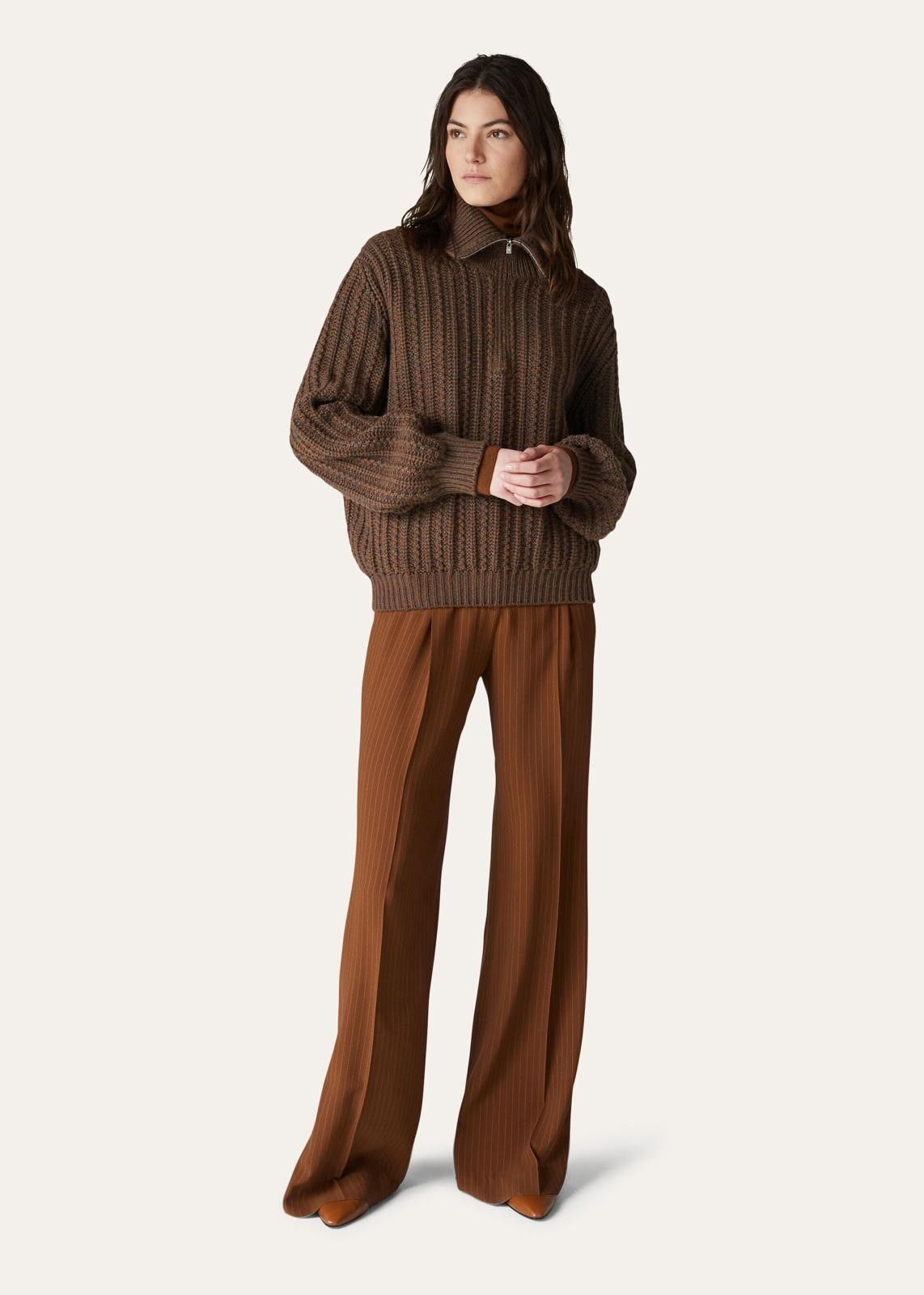 Loro Piana o1srvl11e0824 Waipara Half Zipper Sweater in Brown Size XXL / US 16-18 / IT 52-54 - 4 Thumbnail