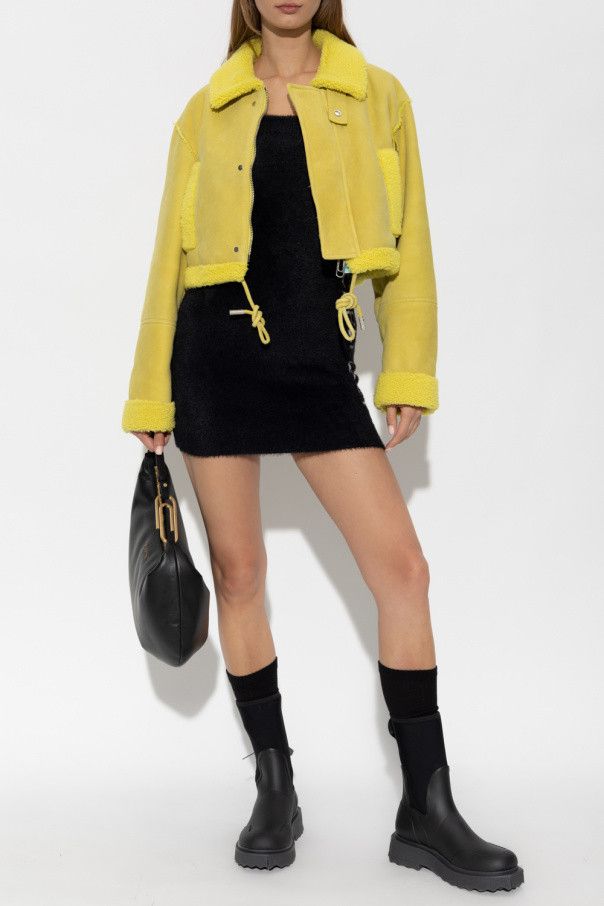 Off-White o1mle0425 Shearling Crop Jacket in Yellow Size XS / US 0-2 / IT 36-38 - 2 Thumbnail