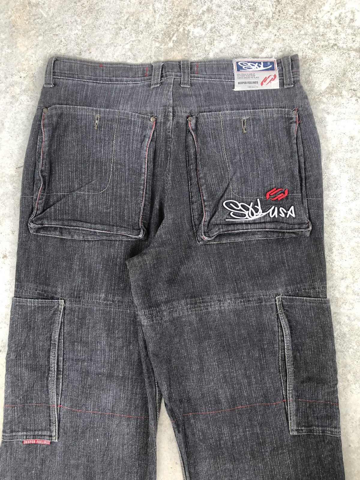 Vintage Japanese Soul Baggy Jeans Embroidered Jeans Hip Hop Cargo Size US 34 / EU 50 - 8 Thumbnail