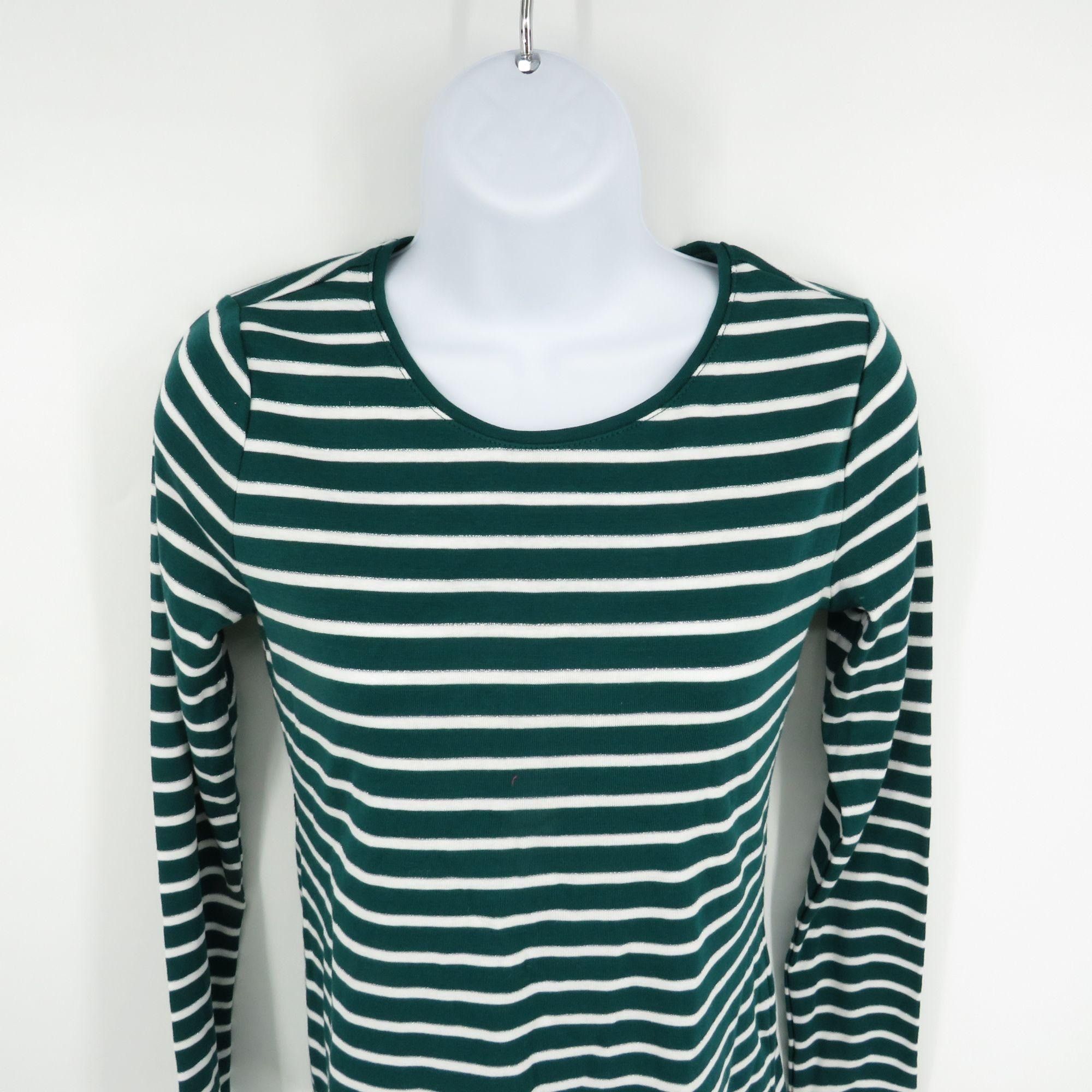 Charter Club Charter Club Womens Green White Striped Long Sleeve Shirt XS Size XS / US 0-2 / IT 36-38 - 3 Thumbnail