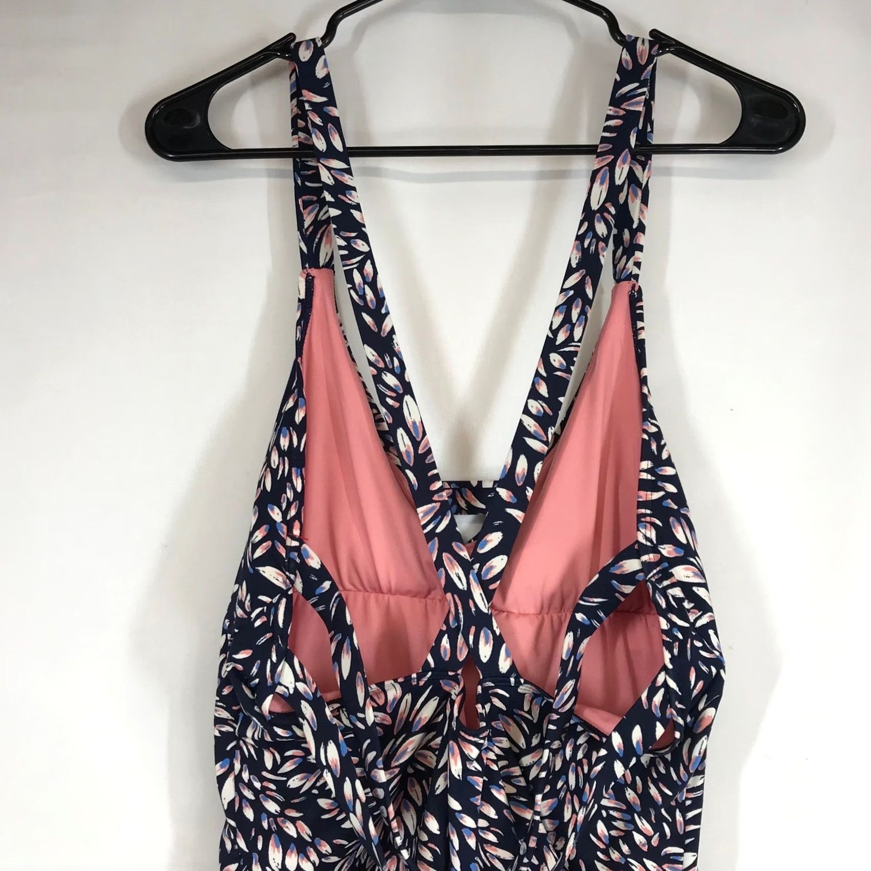 Vintage VINTAGE Carve Designs Womens XL Navy Blue Leaf Print V-Neck Strappy Back Swimsuit Size ONE SIZE - 5 Thumbnail