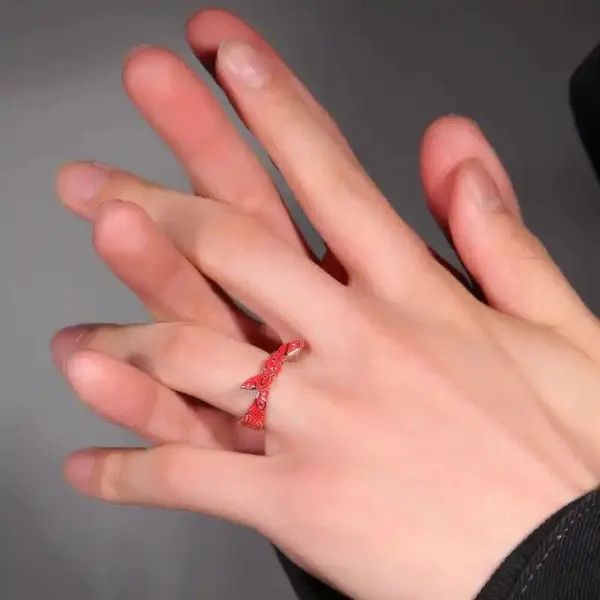 Jewelry × Vintage Bandana-shaped Cashew Flower Red Rings Size ONE SIZE - 3 Thumbnail