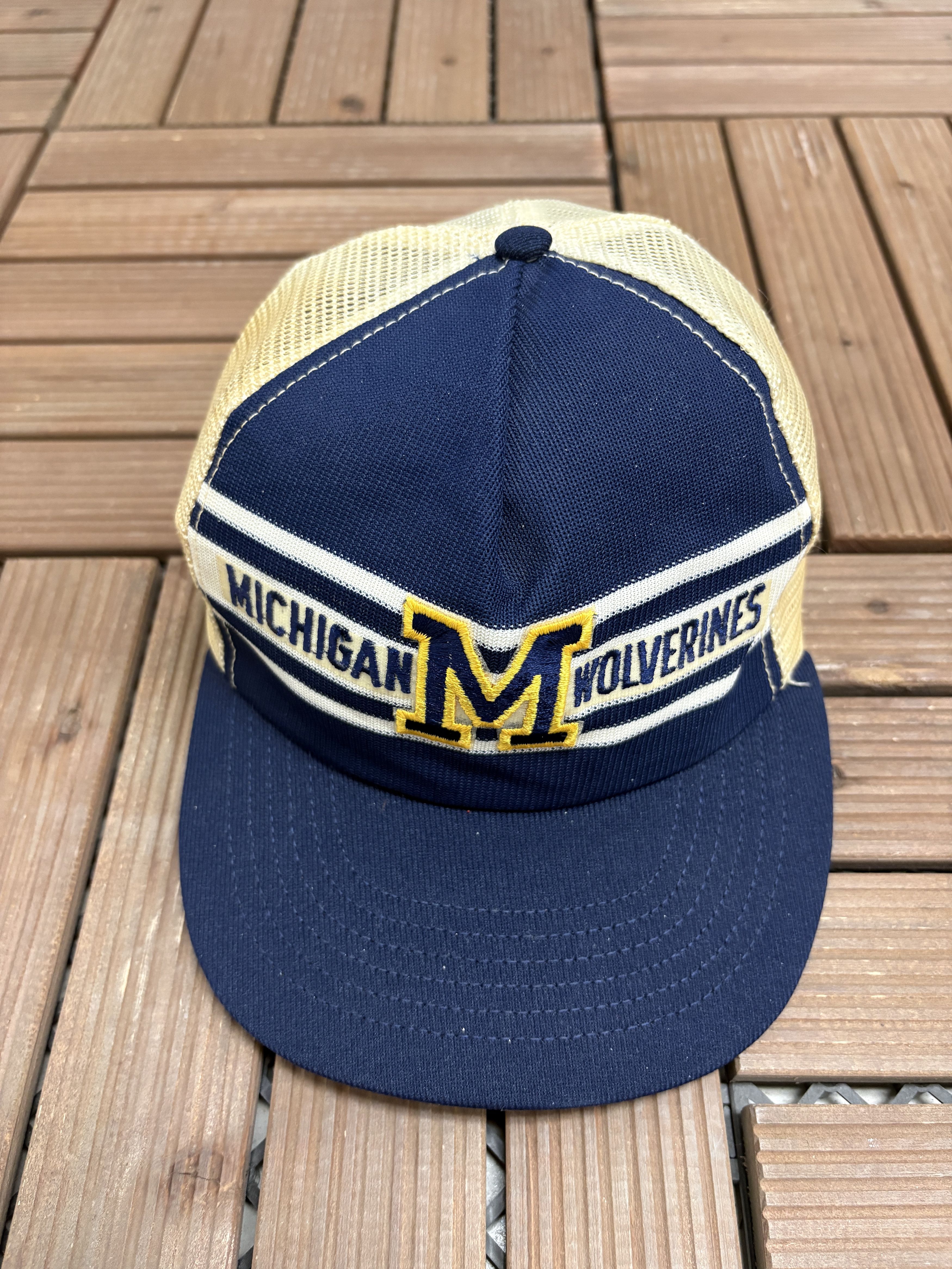 Vintage Michigan Wolverines Stitched Vintage Blue Snap Back Hat Size ONE SIZE - 2 Thumbnail