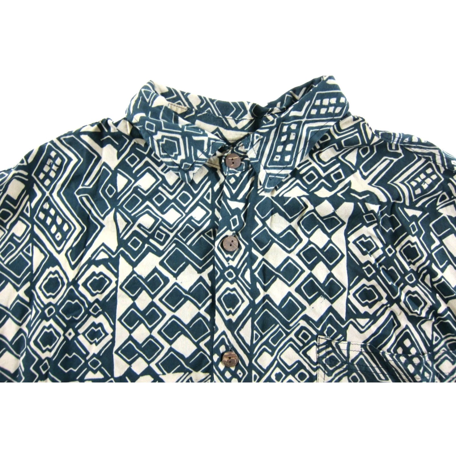 Vintage VINTAGE Noa Noa Shirt Men XL Geometric Short Sleeve Hawaiian Rayon Blue Ivory Button-Up Size US XL / EU 56 / 4 - 4 Thumbnail