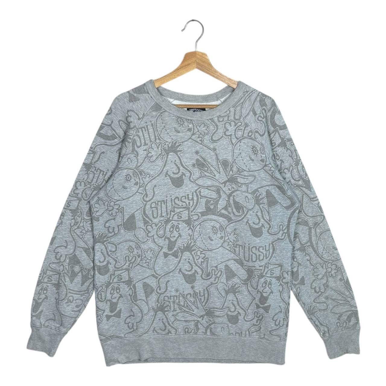 Stussy Vintage Stussy AOP Cartoon Character Sweatshirt Gray L Rare Size US L / EU 52-54 / 3 - 1 Thumbnail