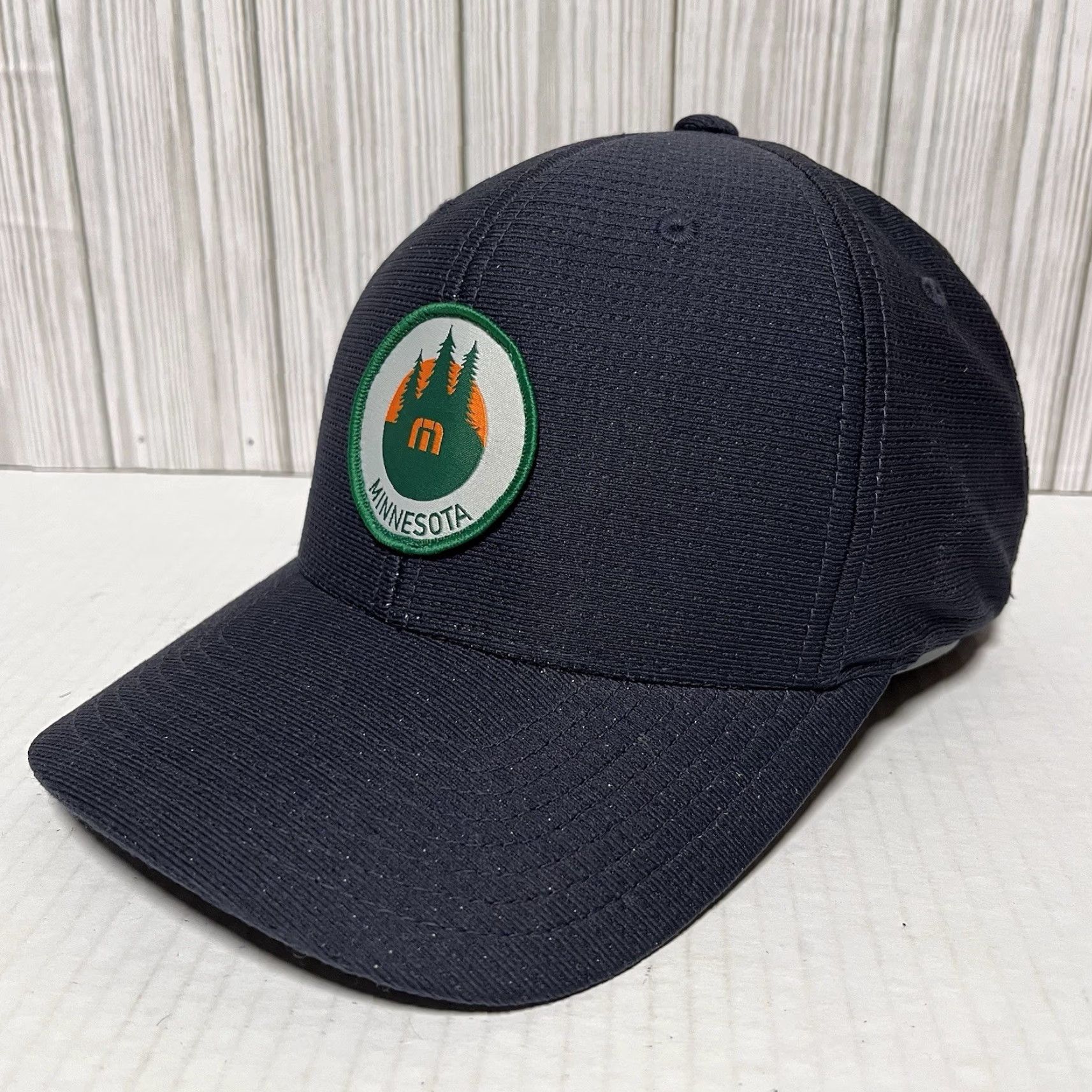TravisMathew VINTAGE Travis Mathew Golf Hat Cap Minnesota Logo Navy Blue Flexfit S/M Medium Men Golf Hat Adjustable Breathable Lightweight 90s USA Mens Size ONE SIZE - 2 Thumbnail