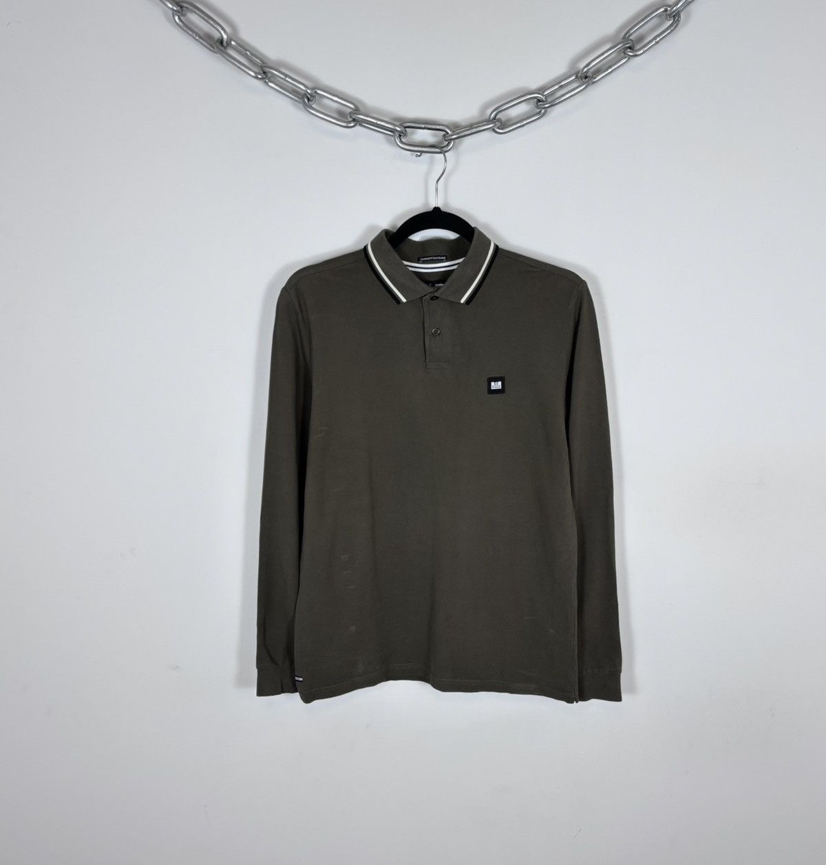 Weekend Offender Weekend Offender Men’s Khaki Long Sleeve Polo Shirt Size US S / EU 44-46 / 1 - 1 Thumbnail