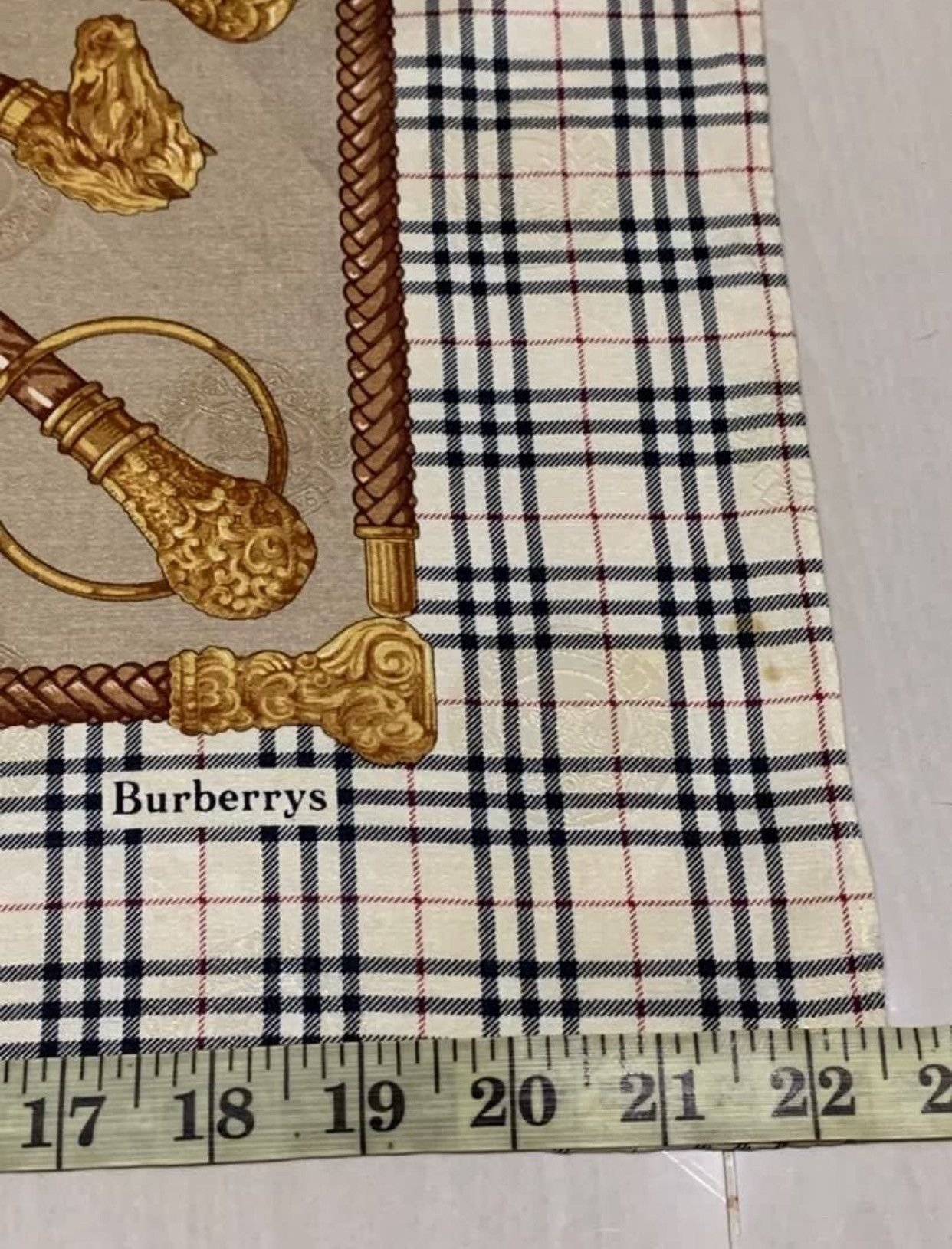 Burberry Vtg Burberrys Silk Scarf Nova Check Equestrian Walking Stick Size ONE SIZE - 6 Thumbnail