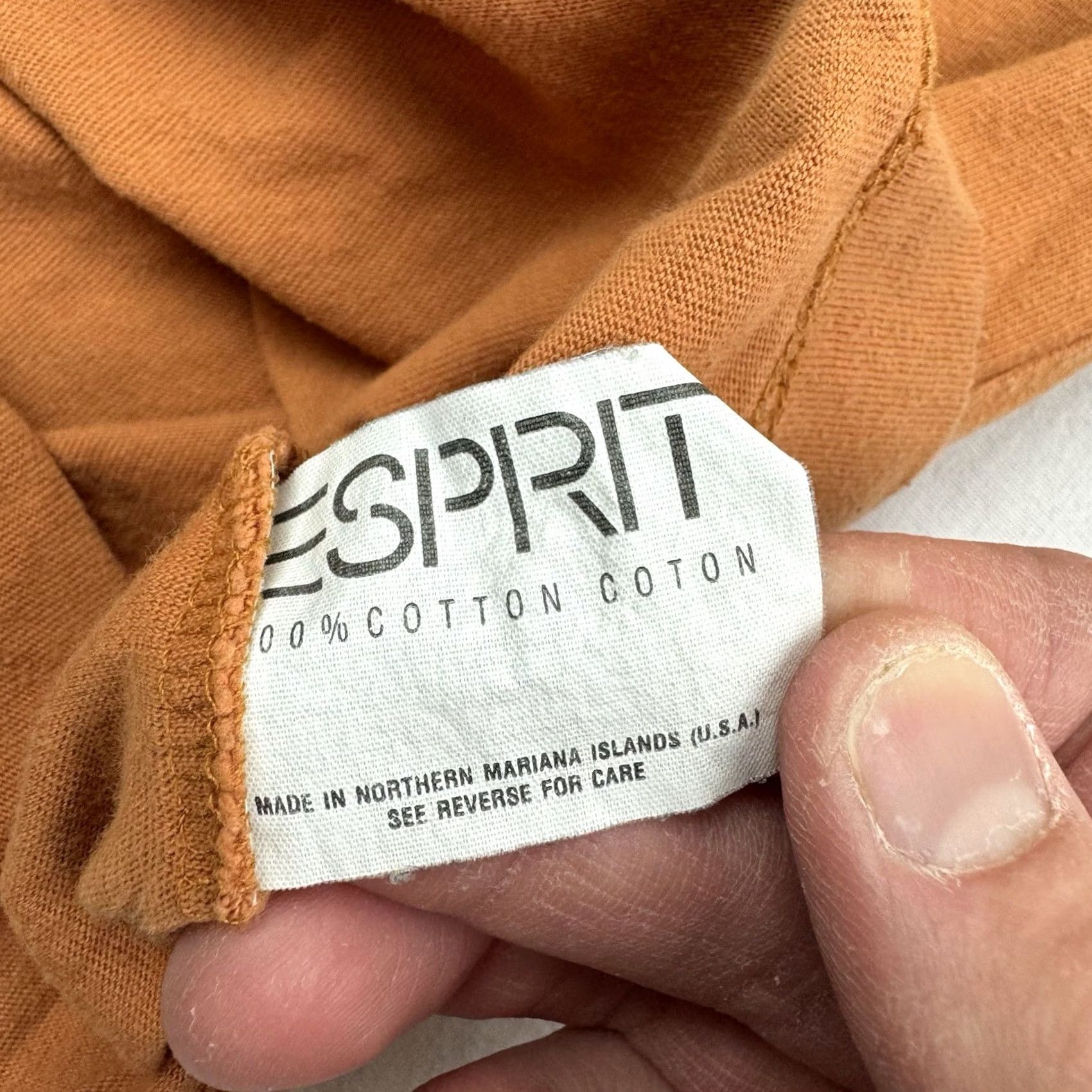 Esprit VINTAGE Esprit Long Sleeve Shirt Adult Medium Pocket Logo Hipster 80s 90s Shirt Mens Orange Cotton Crew Neck 90s Hipster Logo Pocket Size US M / EU 48-50 / 2 - 6 Thumbnail