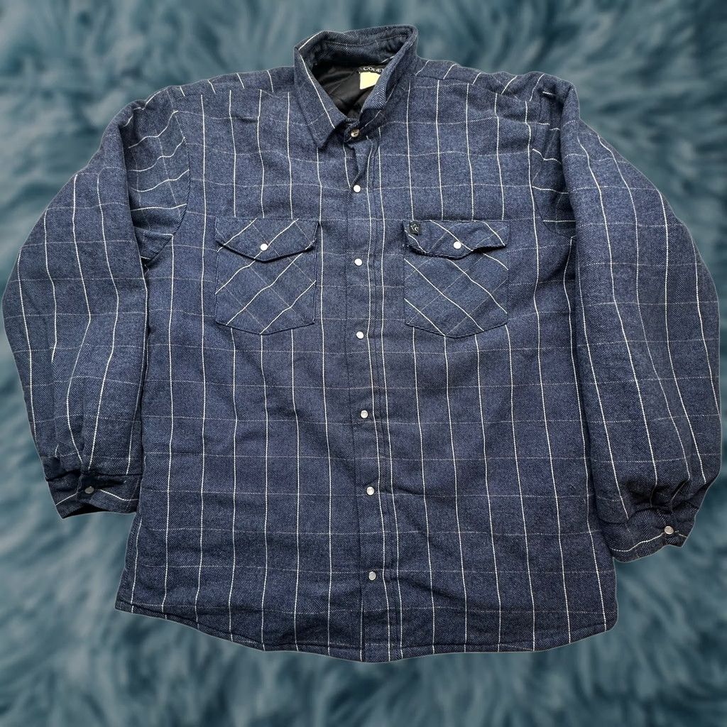 Vintage VINTAGE Codet Flannel Pearl Snap Plaid Quilt Lined Long Sleeve Shirt Men XL Navy Blue Size US XL / EU 56 / 4 - 1 Thumbnail