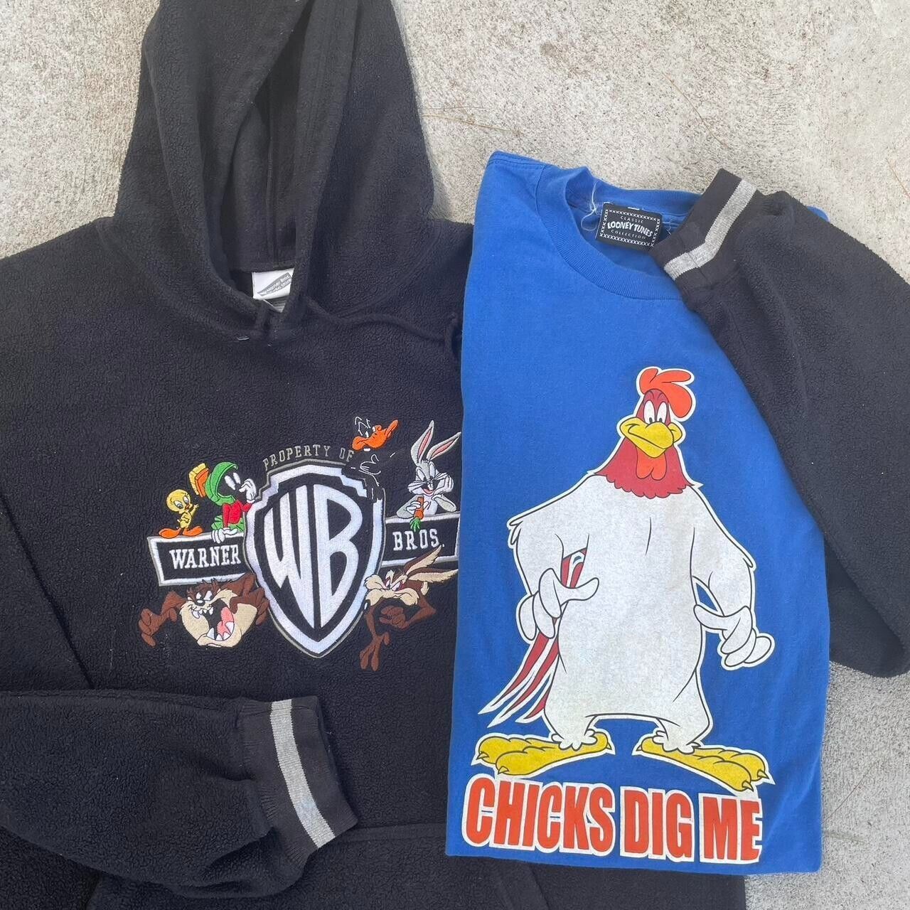 Vintage 90s Vintage Looney Tunes Hoodie Sweatshirt & Foghorn Leghor Size US XL / EU 56 / 4 - 1 Thumbnail